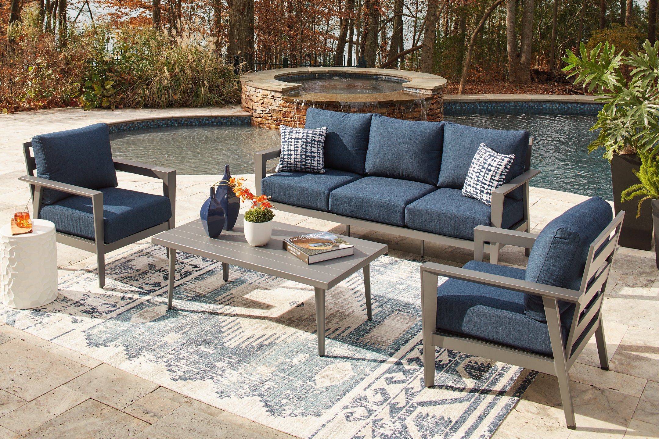 Gali Outdoor Sofa/Chairs/Table Set (Set of 4) - Image 11