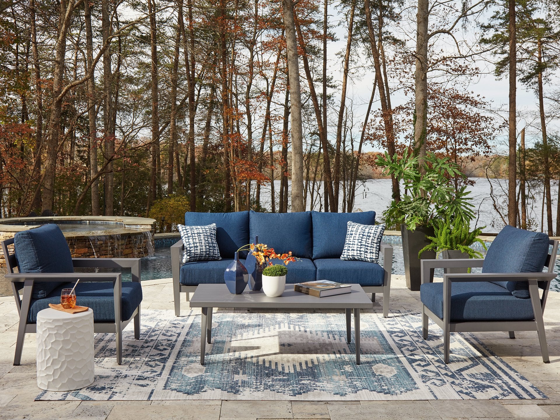 Gali Outdoor Sofa/Chairs/Table Set (Set of 4) - Image 2