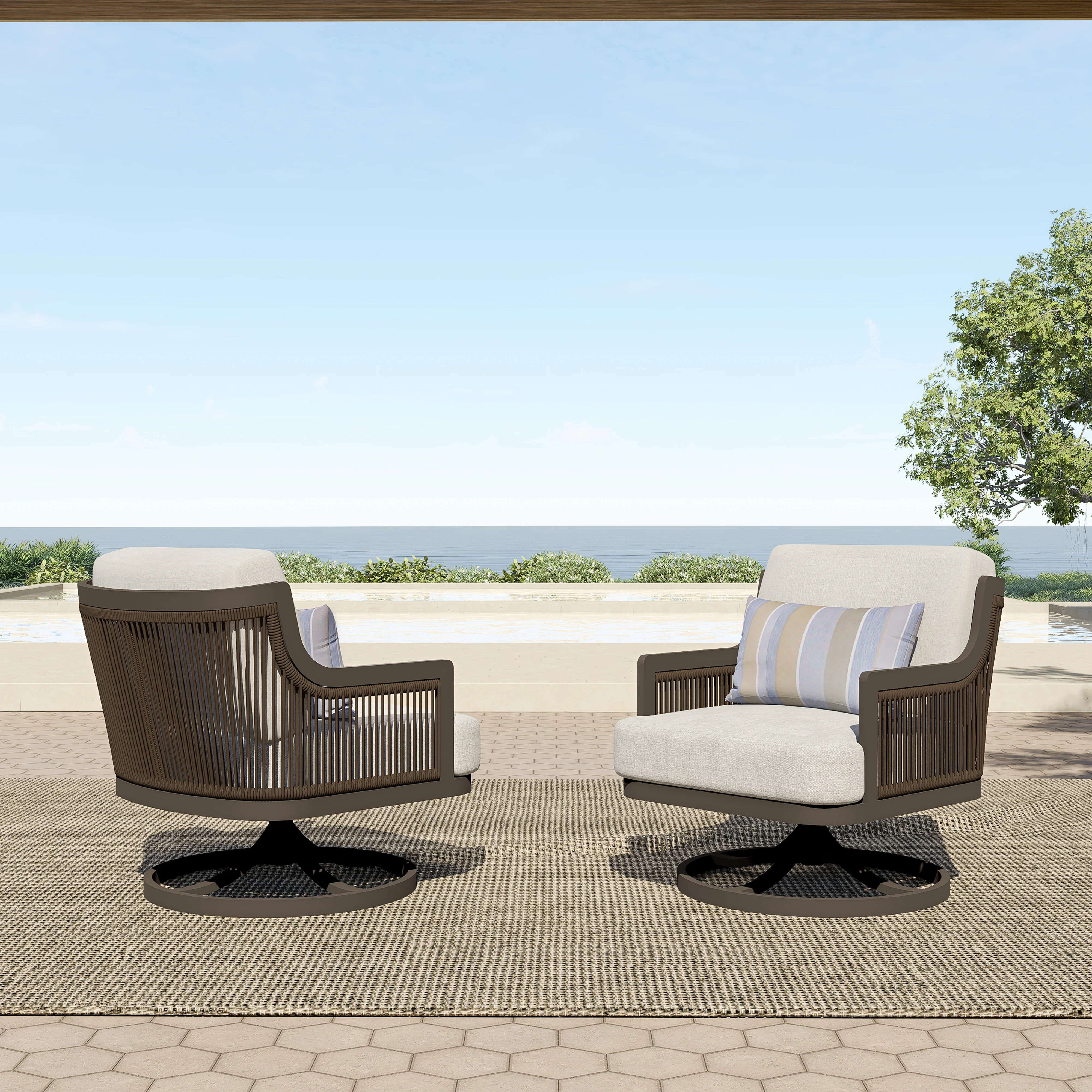 Genova Patio Swivel Club Chair W/Accent Pillow (2 Per Carton) - Image 9