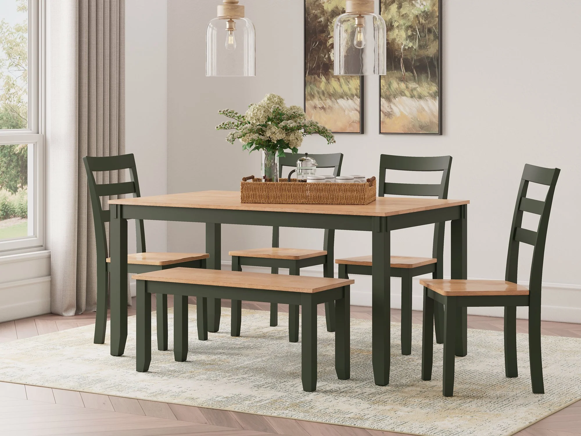 Gesthaven Dining Table with 4 Chairs and Bench (Set of 6) - Image 12