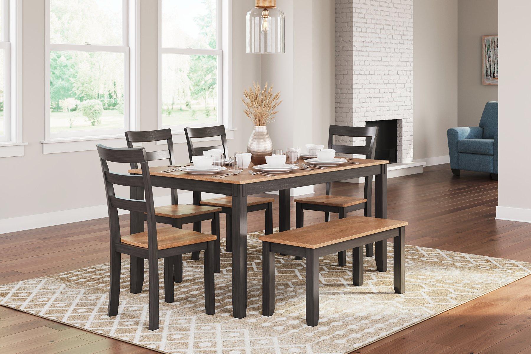 Gesthaven Dining Table with 4 Chairs and Bench (Set of 6) - Image 2