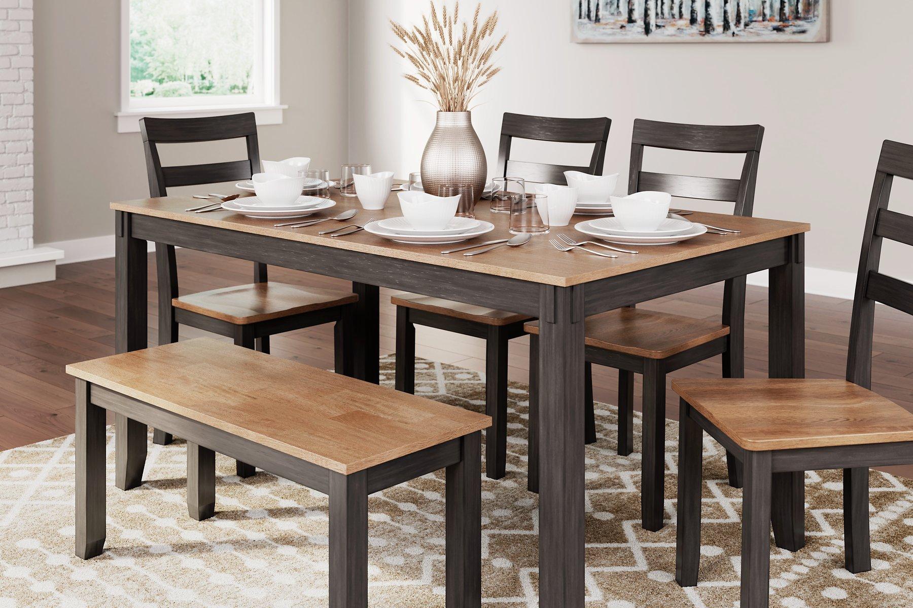 Gesthaven Dining Table with 4 Chairs and Bench (Set of 6) - Image 5
