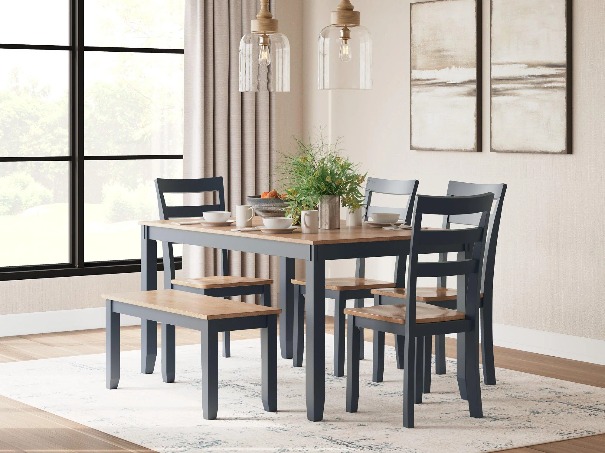 Gesthaven Dining Table with 4 Chairs and Bench (Set of 6) - Image 7