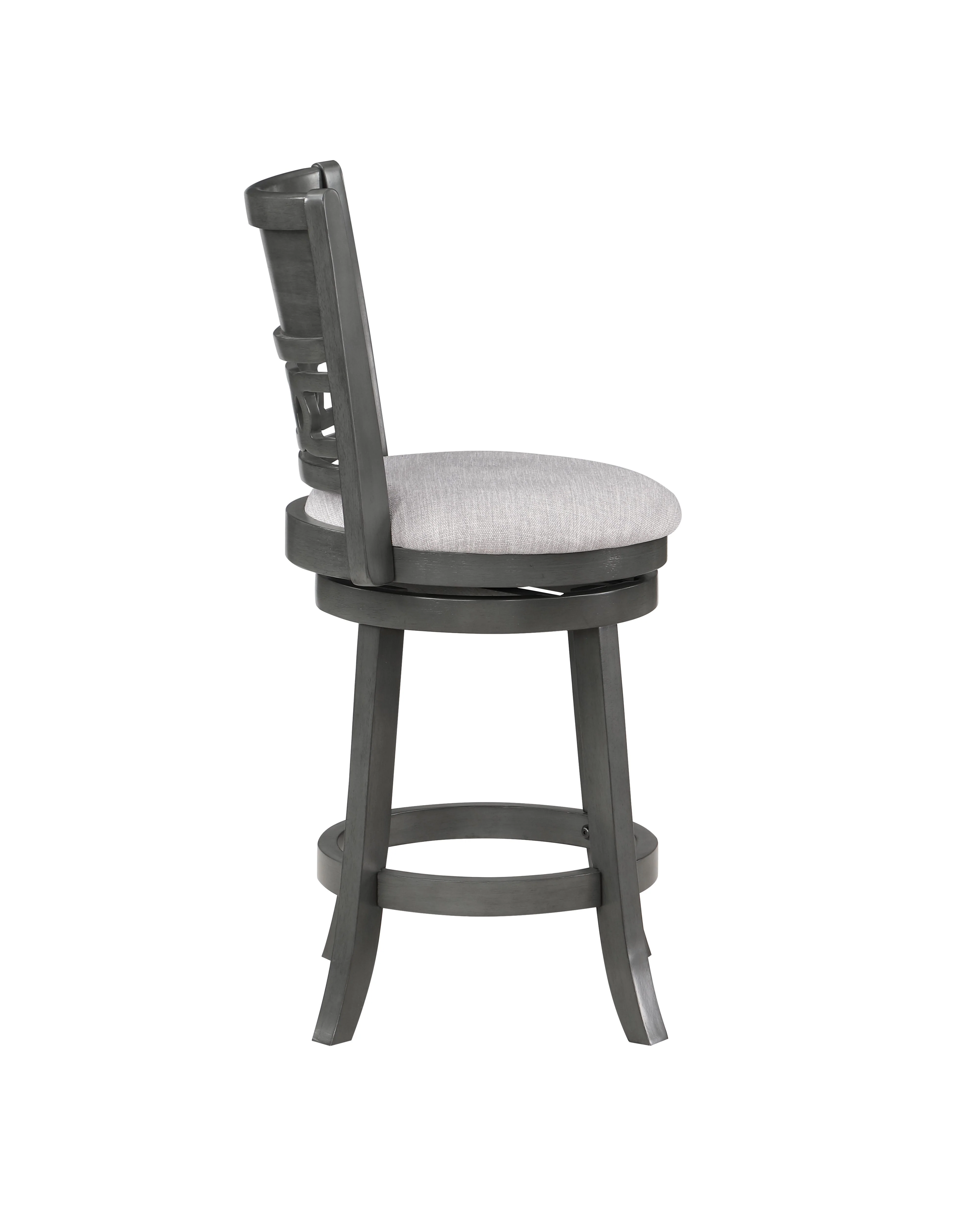 Gia 24" Swivel Counter Stool-Gray W/Gray Fabric Seat - Image 3