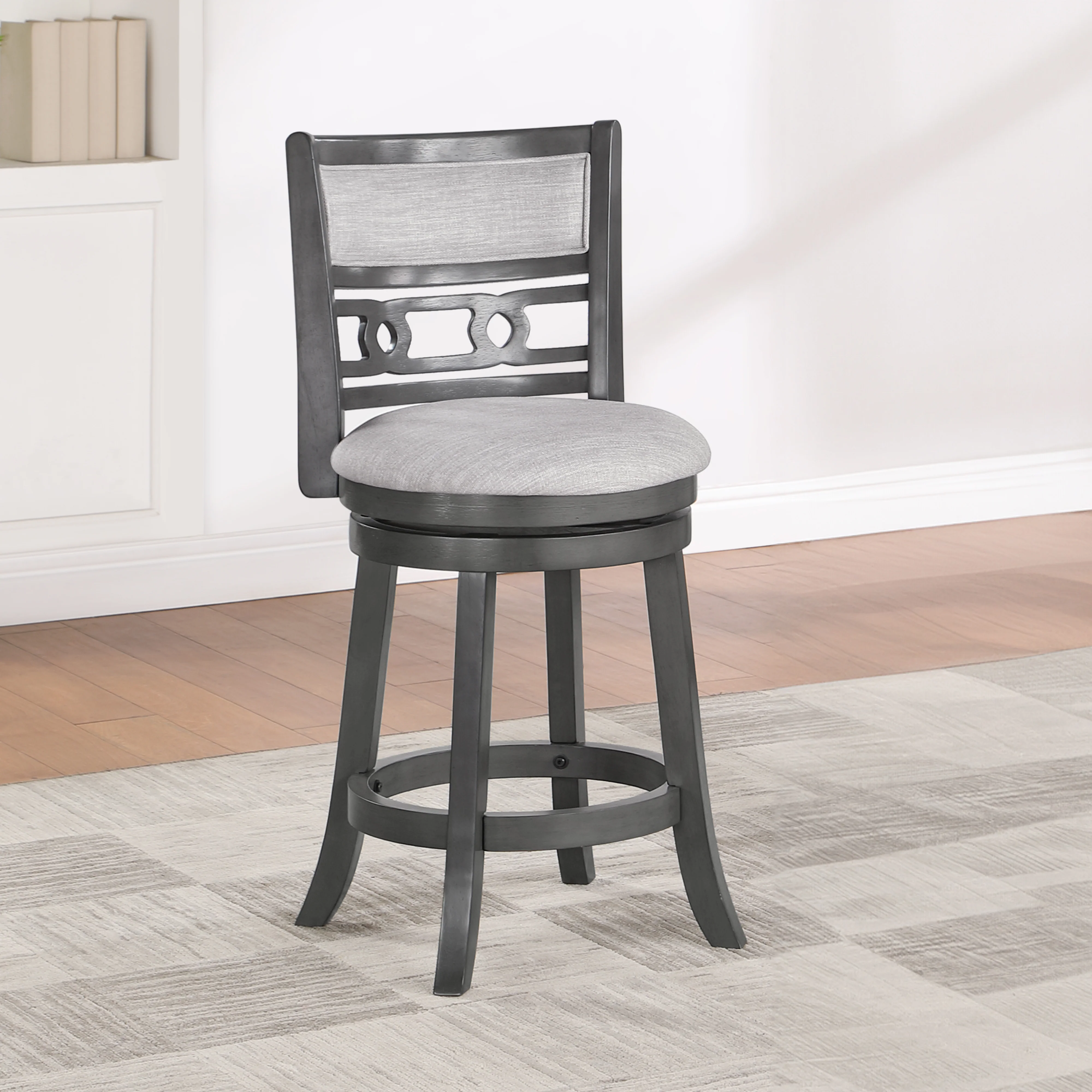 Gia 24" Swivel Counter Stool-Gray W/Gray Fabric Seat - Image 6