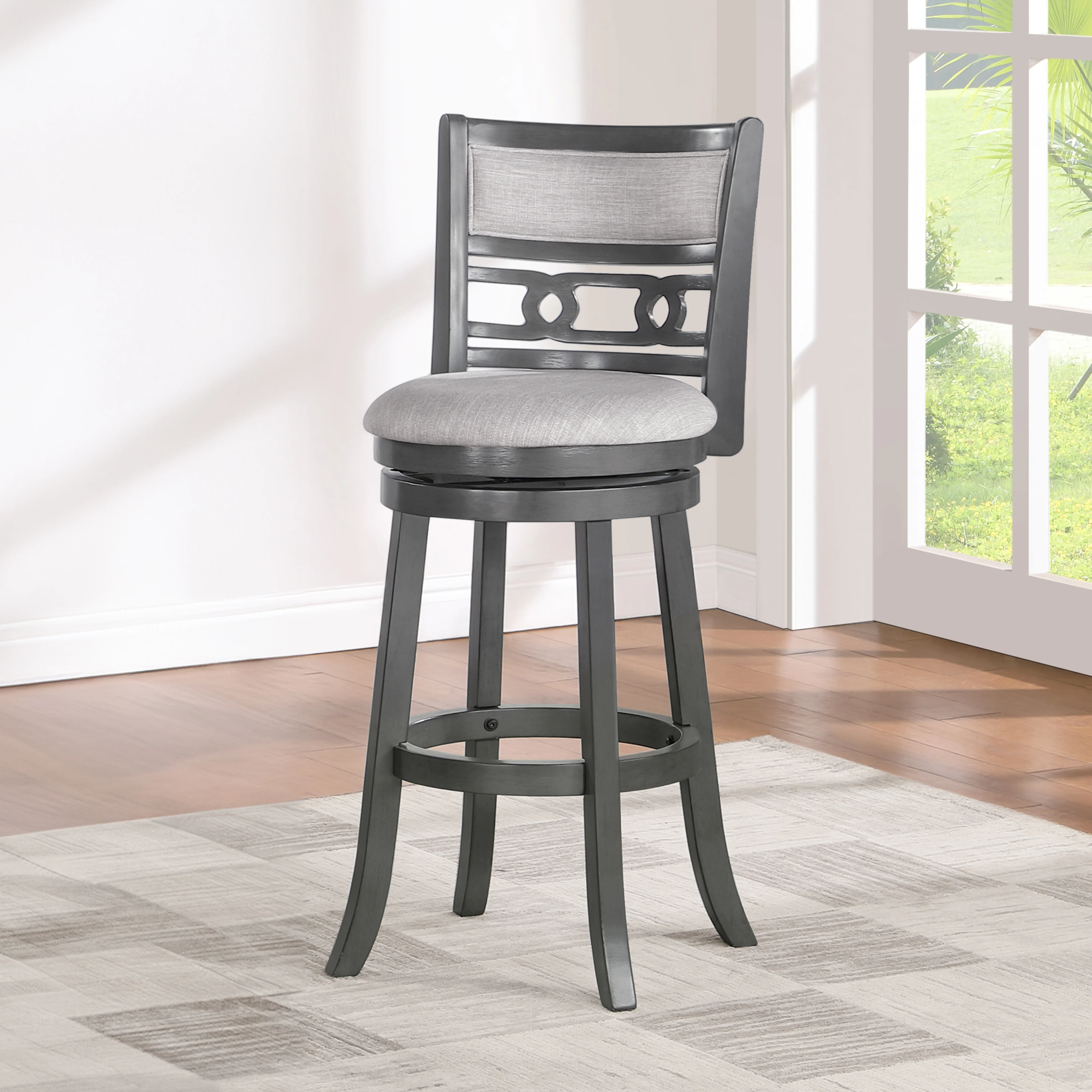 Gia 29" Swivel Barstool-Gray W/Gray Fabric Seat - Image 6