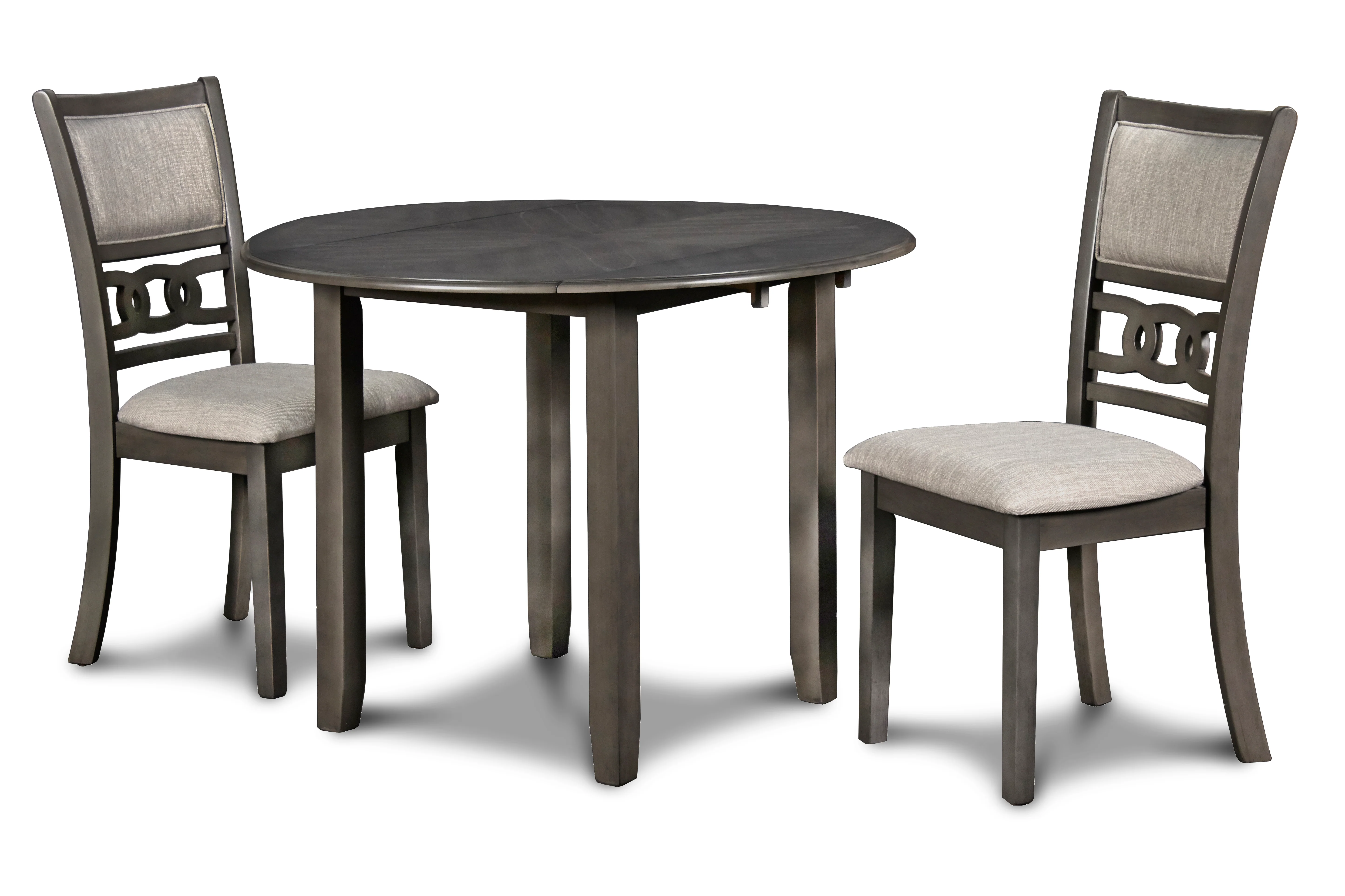 Gia 3 Pc 42" Drop Leaf Dining Table & 2 Chairs-Gray - Image 2