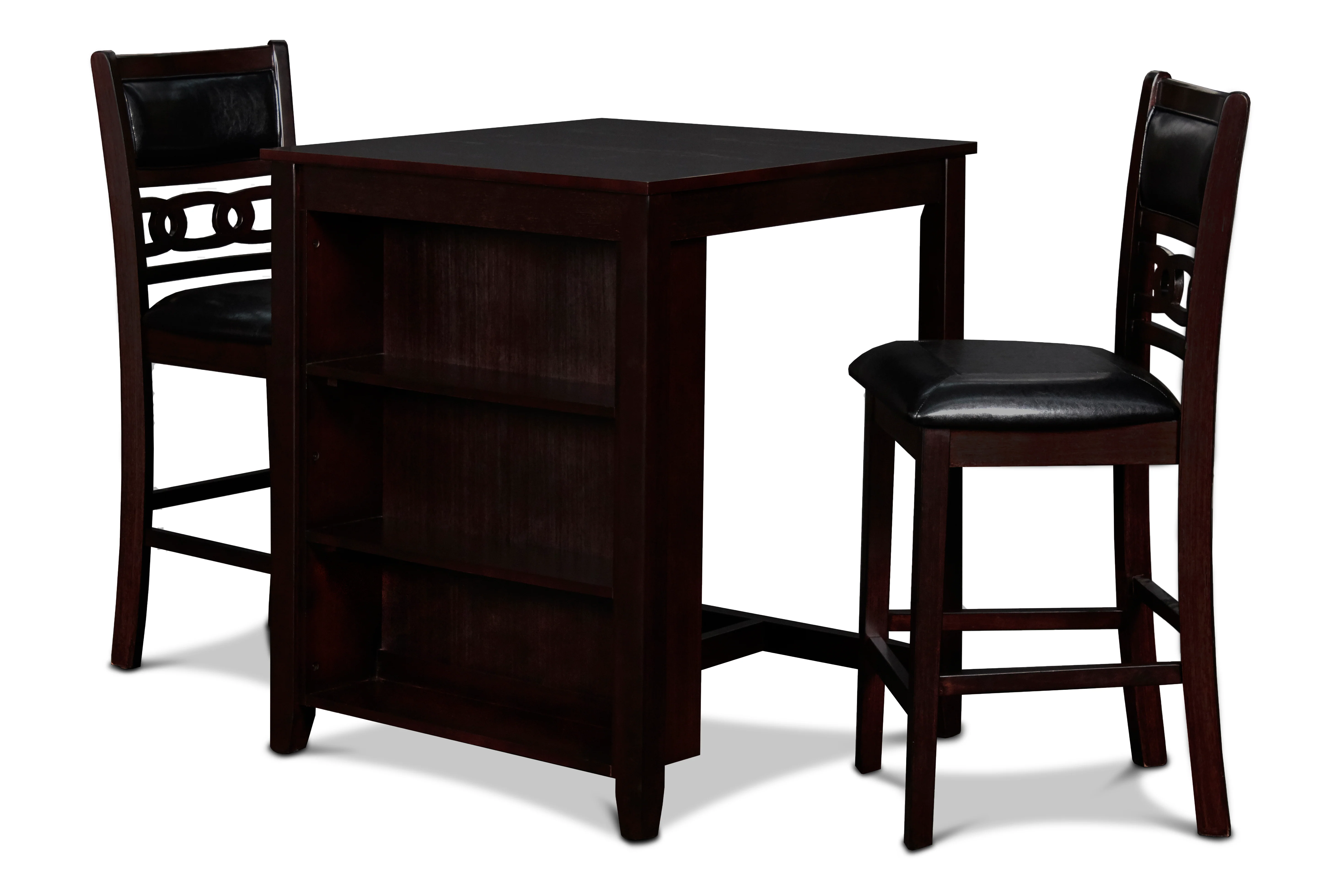 Gia 3 Pc 30" Storage Counter Table & 2 Chairs-Ebony - Image 2