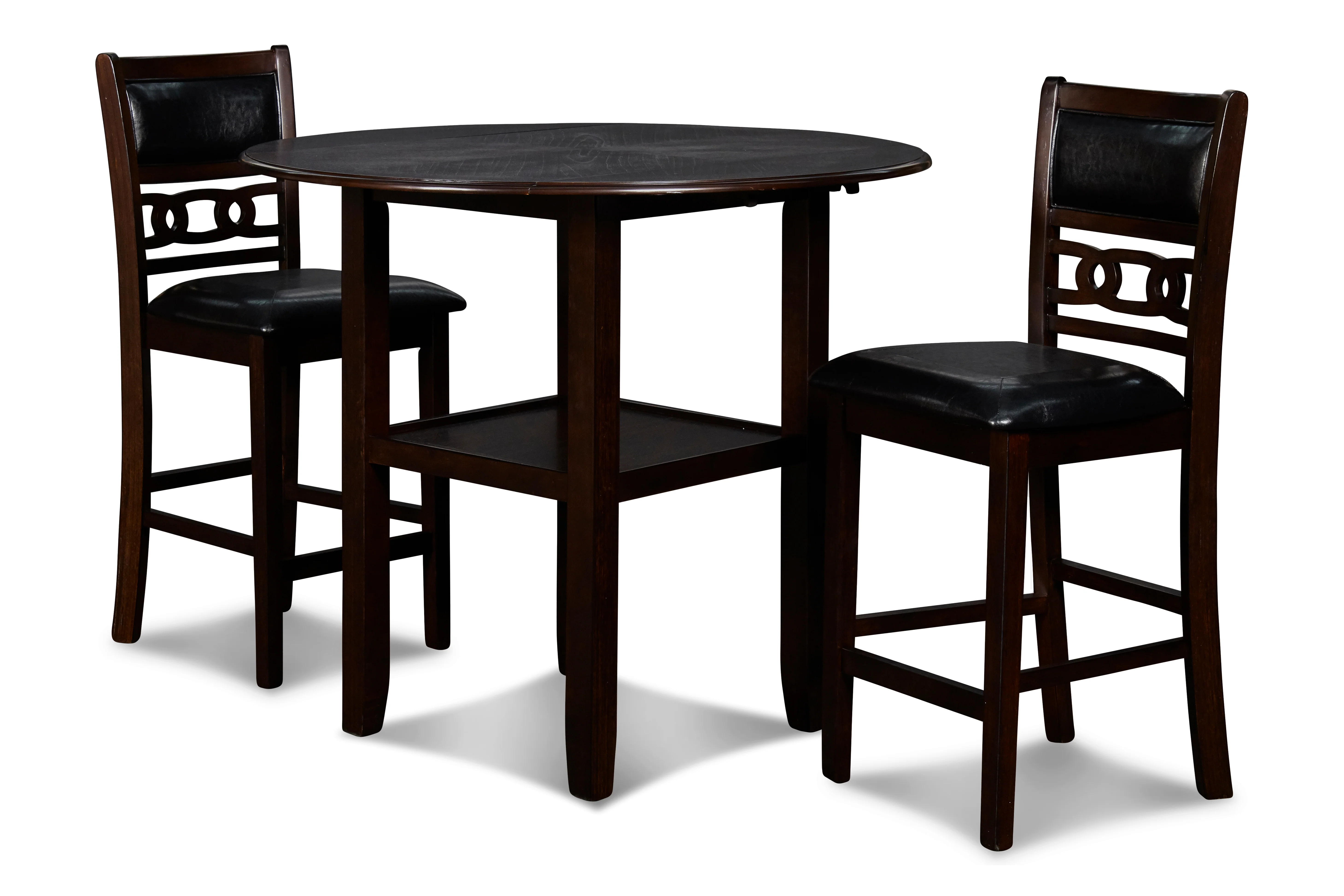 Gia 3 Pc 42" Counter Drop Leaf Table & 2 Chairs-Ebony - Image 2