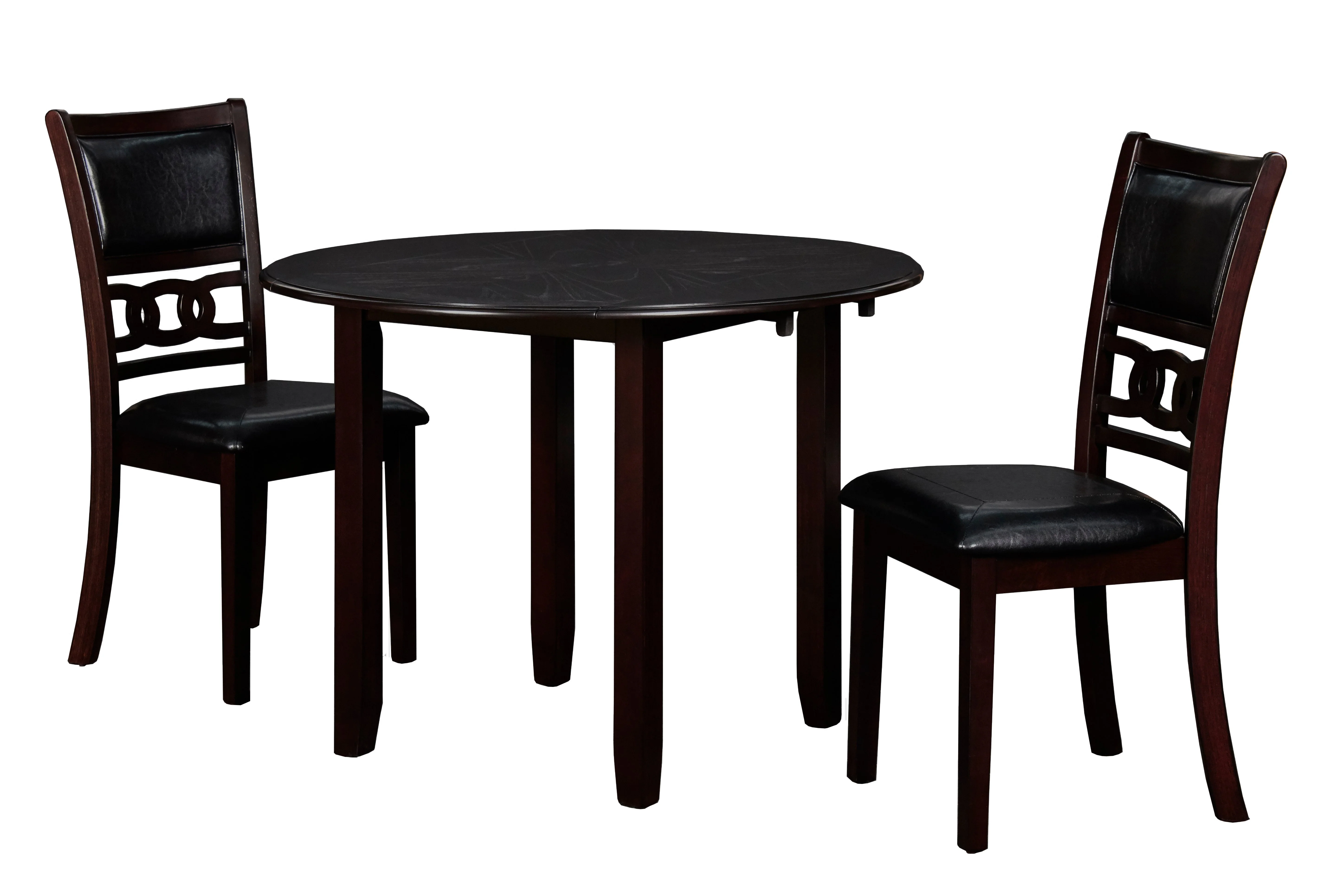 Gia 3 Pc 42" Drop Leaf Dining Table & 2 Chairs-Ebony - Image 2