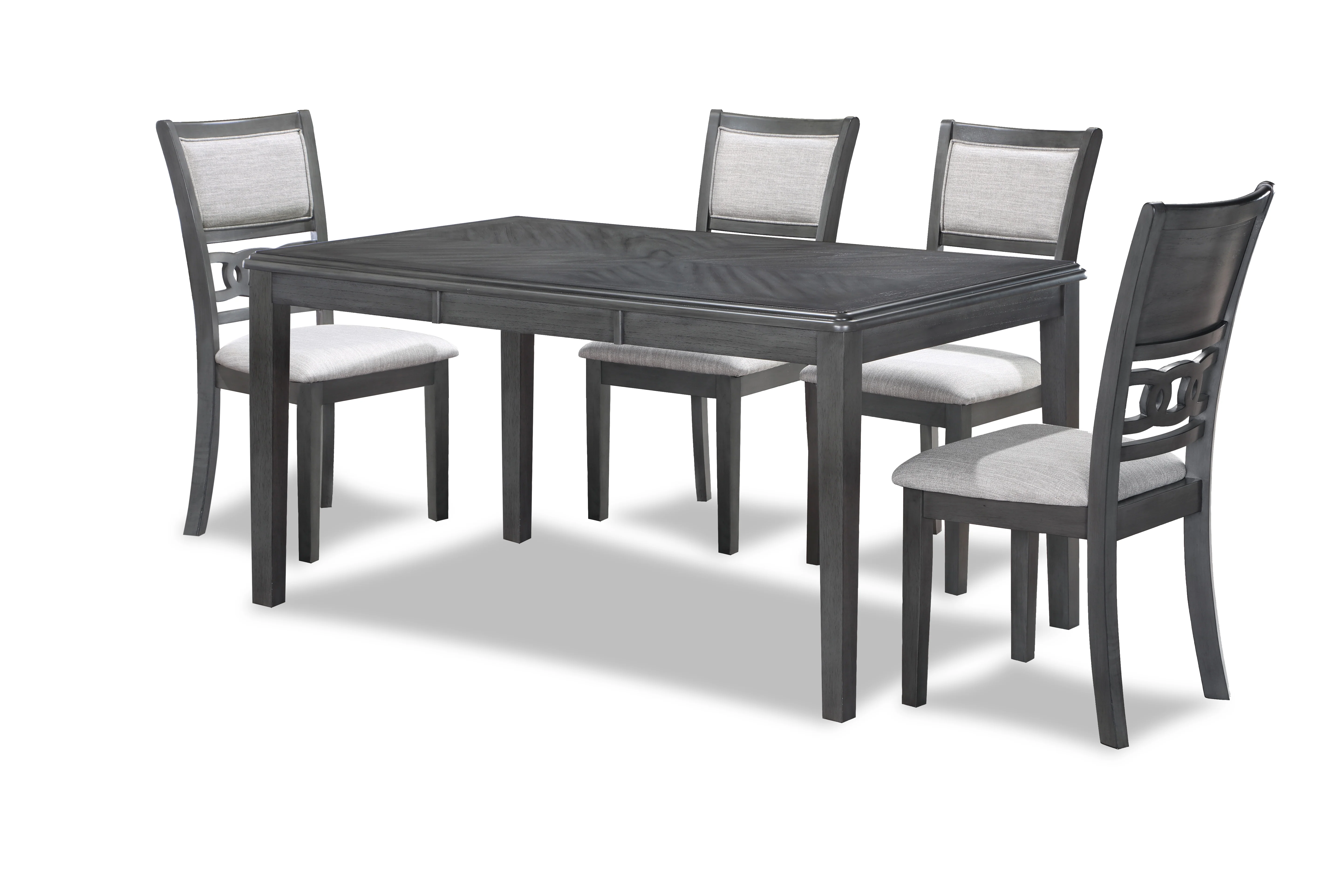 Gia 5 Pc 60" Dining Table & 4 Chairs-Gray - Image 2