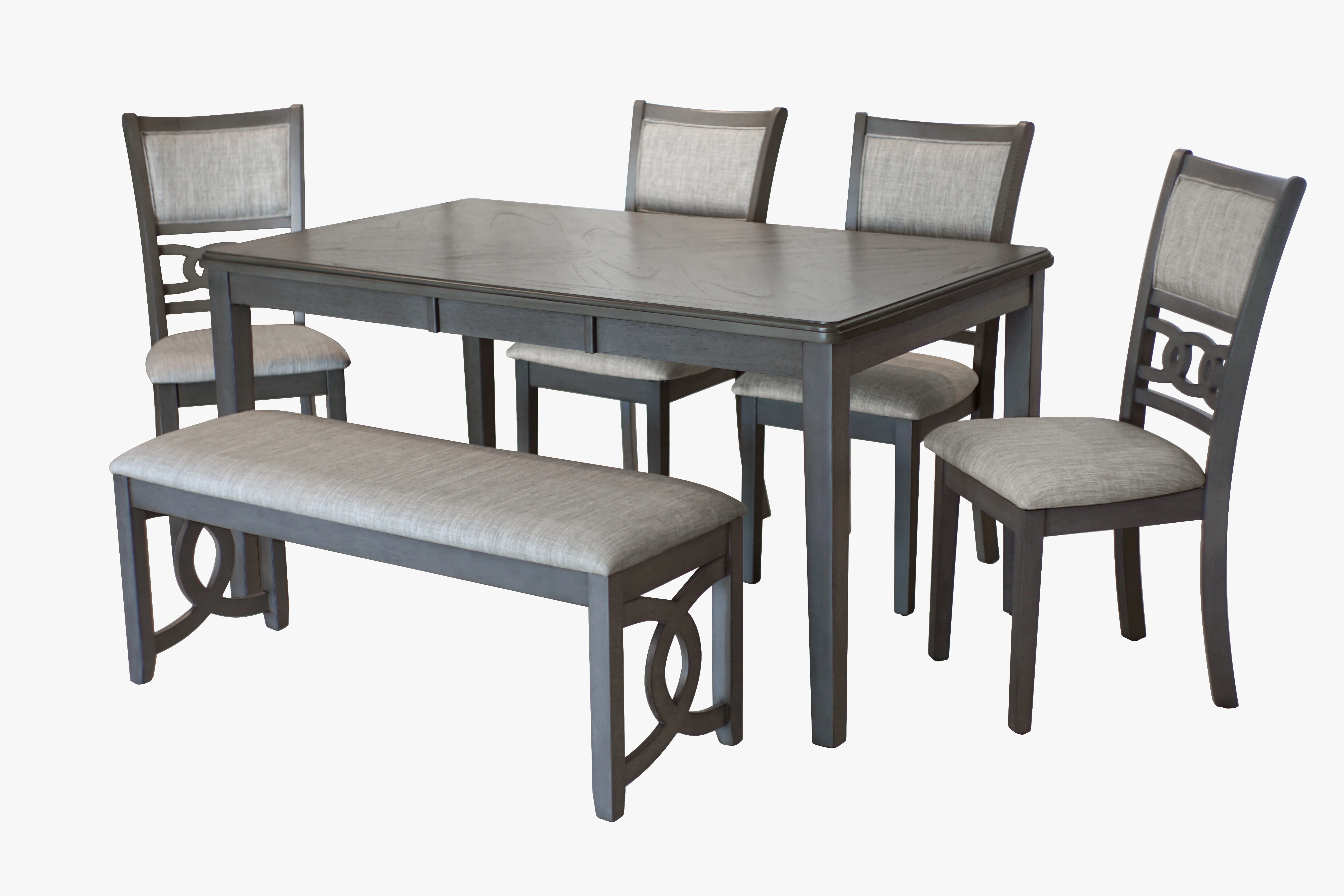 Gia 5 Pc 60" Dining Table & 4 Chairs-Gray - Image 3