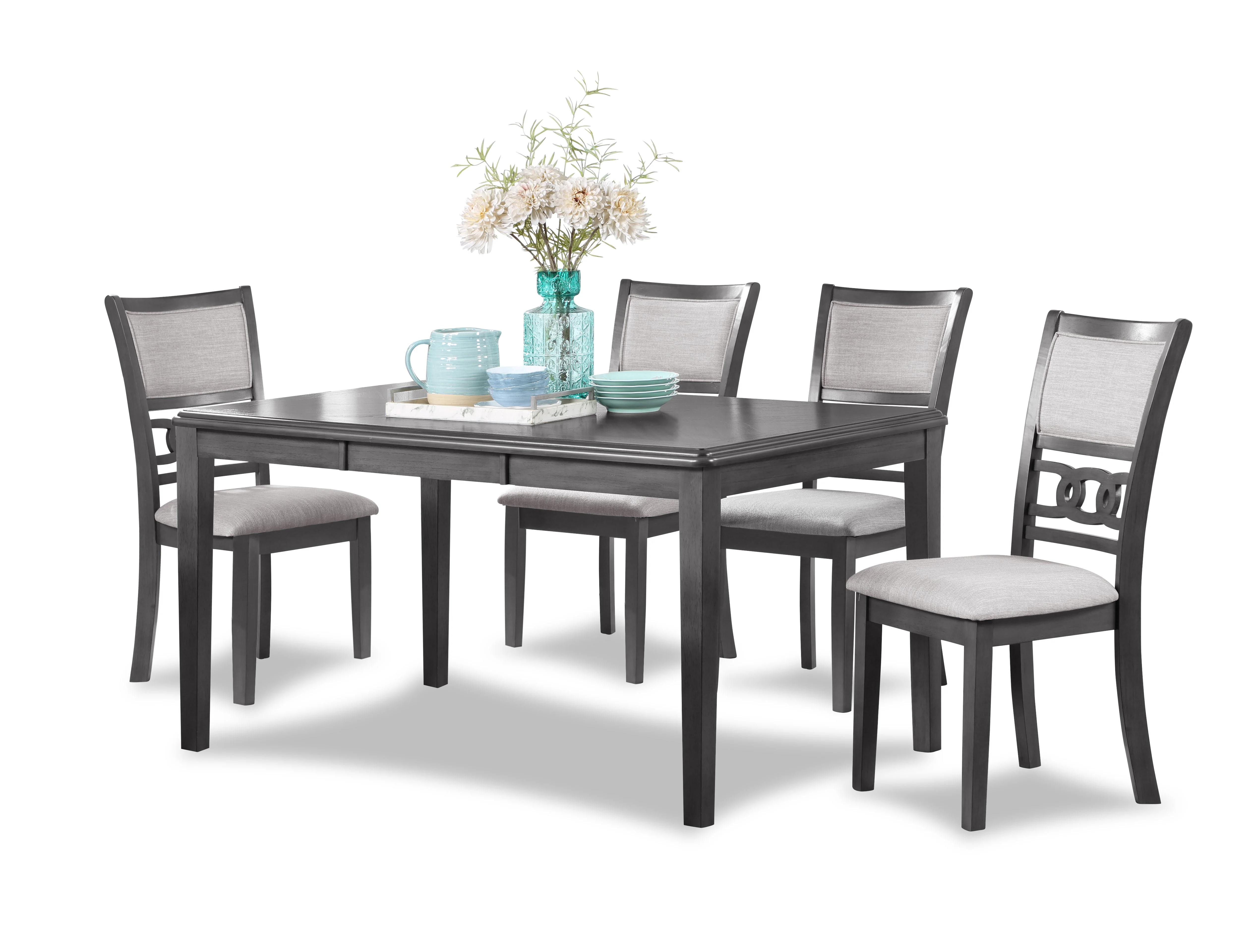 Gia 5 Pc 60" Dining Table & 4 Chairs-Gray - Image 4