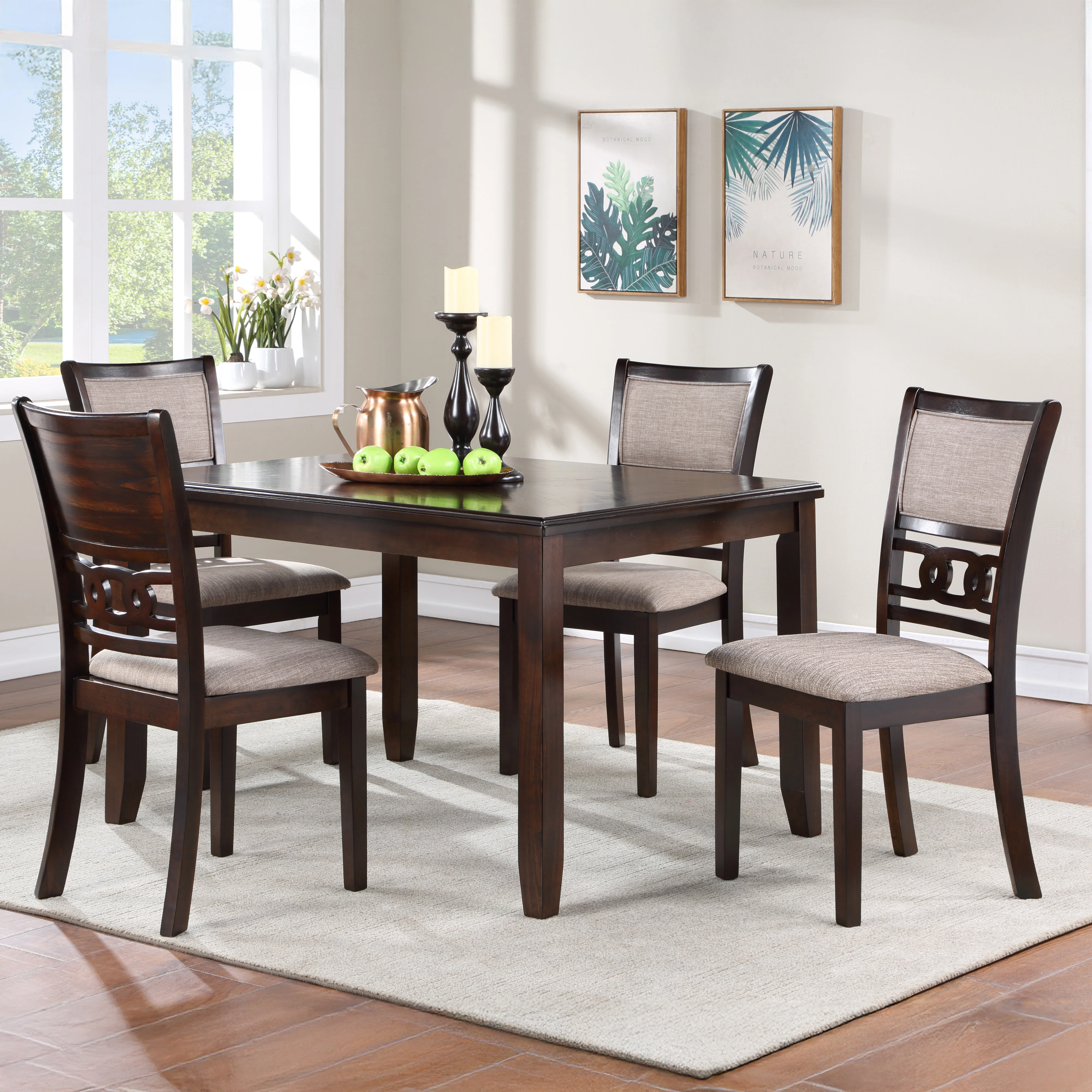 Gia 5 Pc 48" Rectangle Dining Table & 4 Chairs-Cherry - Image 6