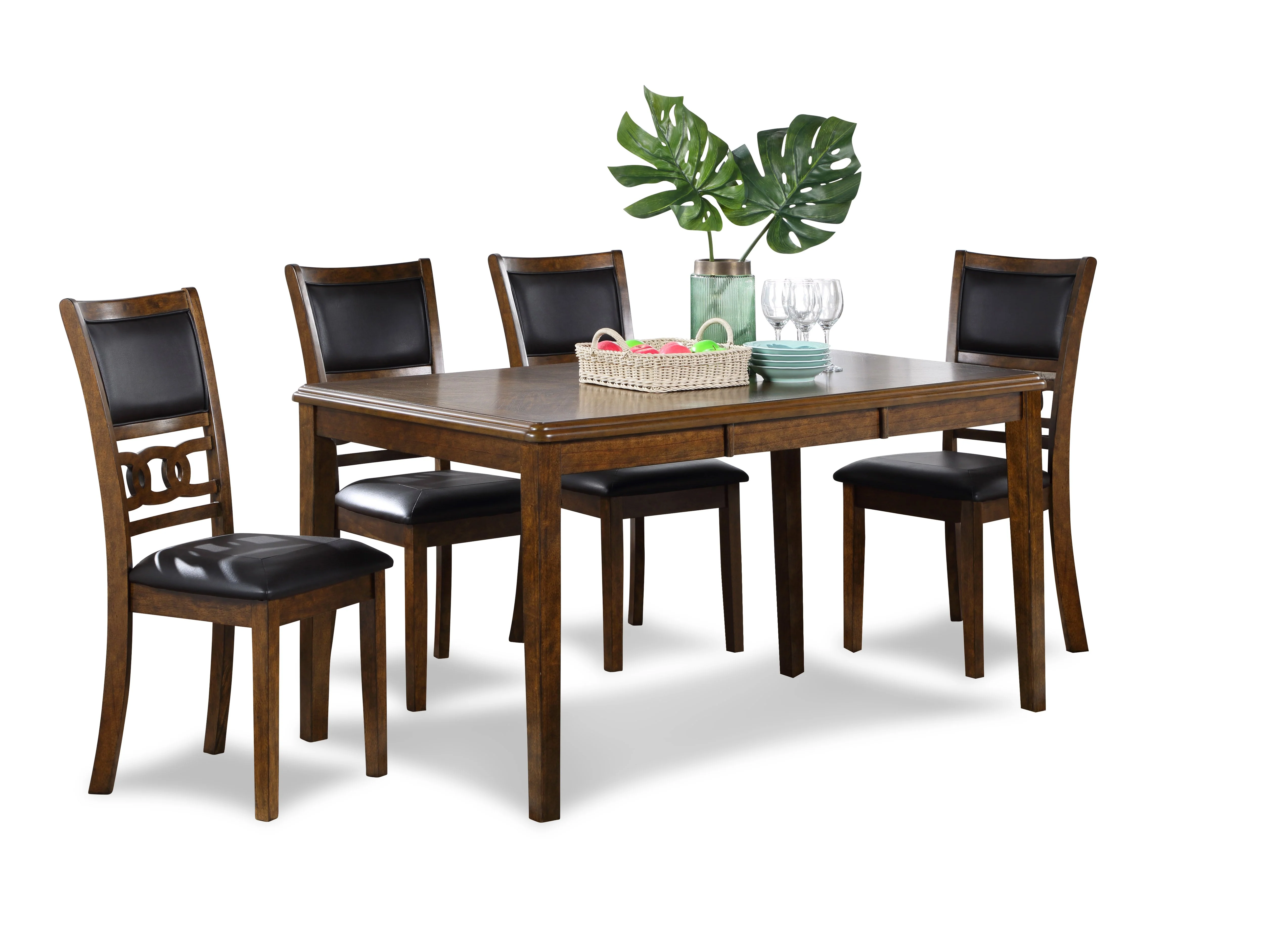 Gia 5 Pc 60" Dining Table & 4 Chairs-Brown - Image 2