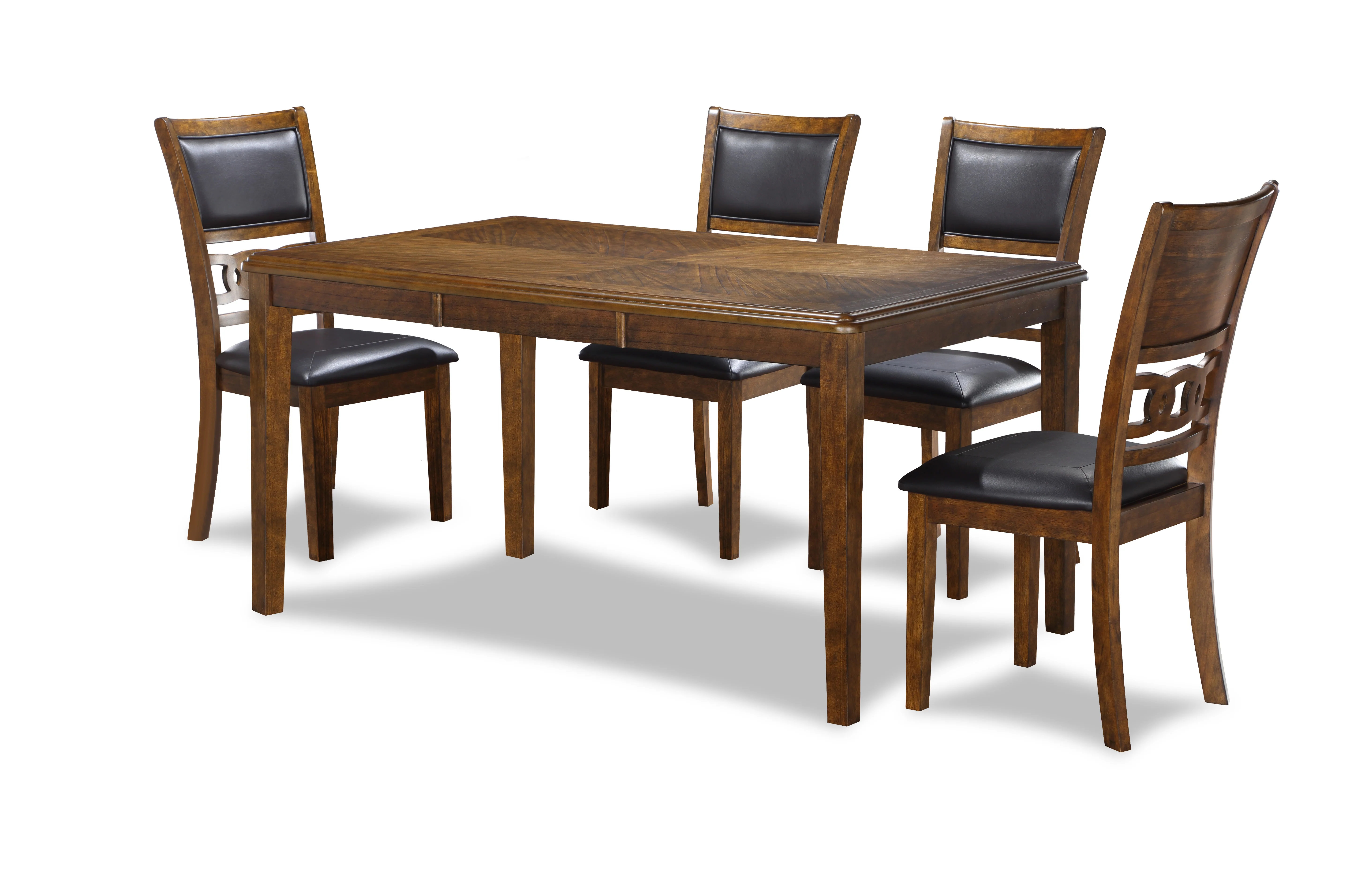 Gia 5 Pc 60" Dining Table & 4 Chairs-Brown - Image 3