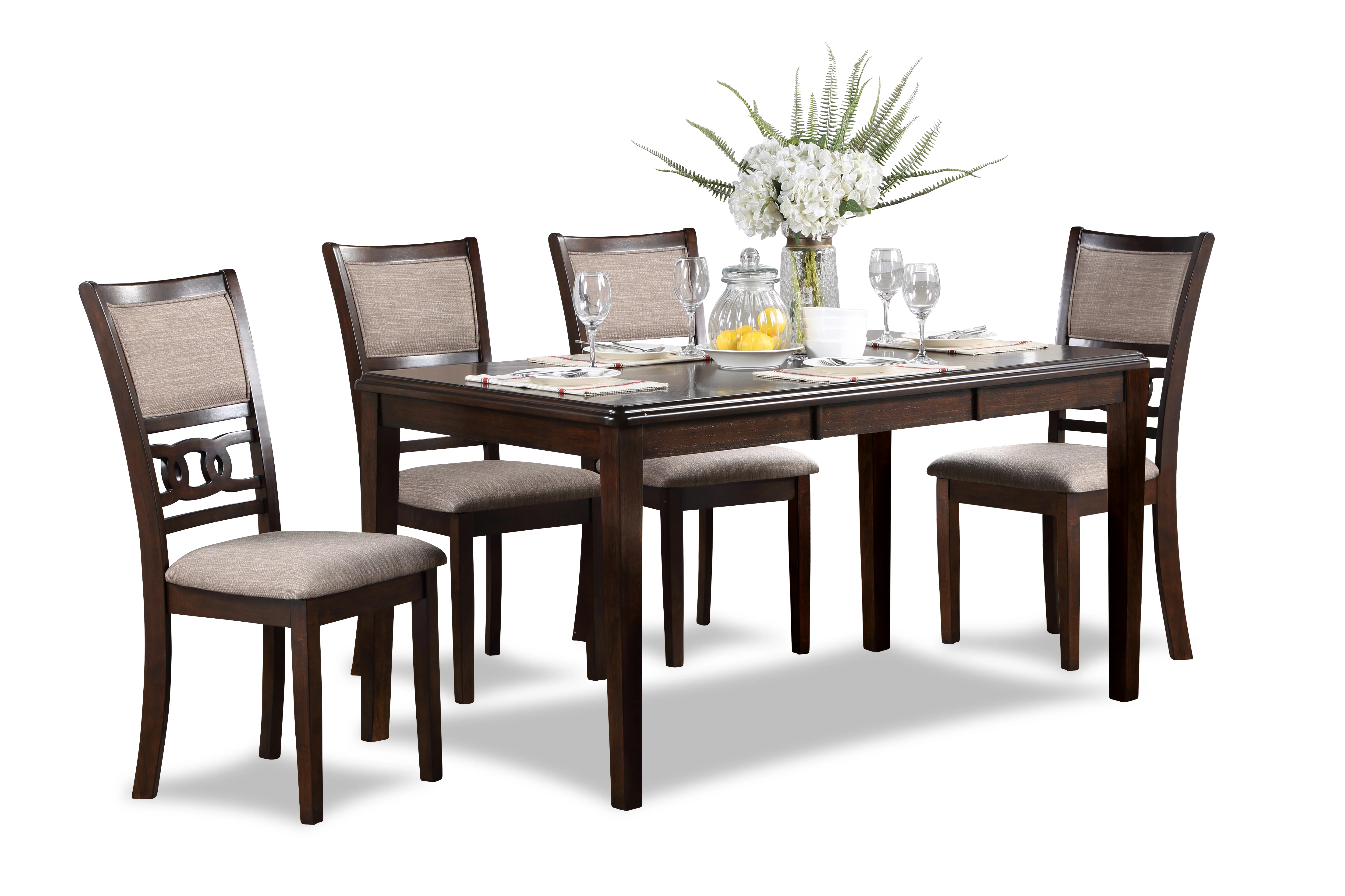 Gia 5 Pc 60" Dining Table & 4 Chairs-Cherry - Image 2
