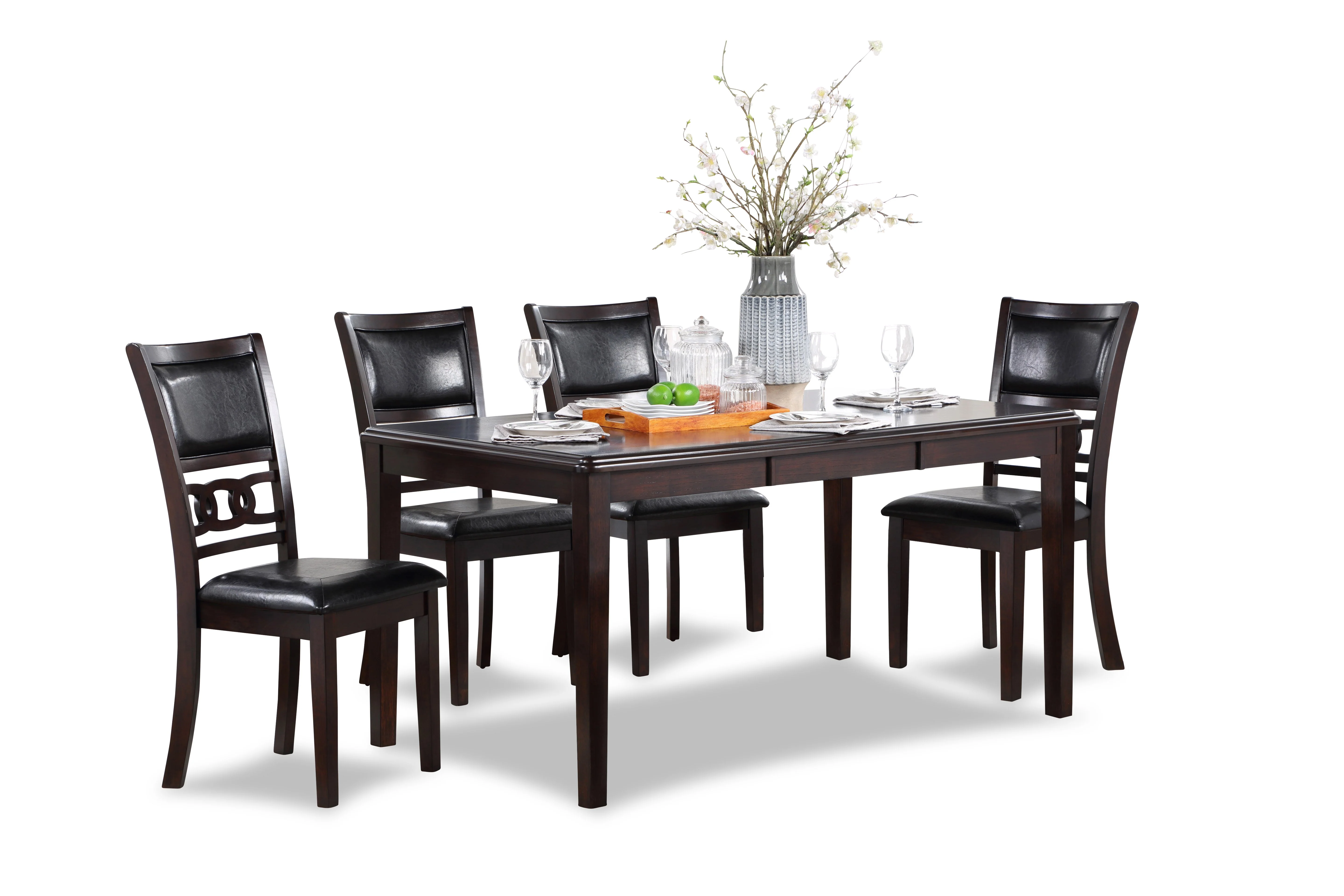 Gia 5 Pc 60" Dining Table & 4 Chairs-Ebony - Image 2