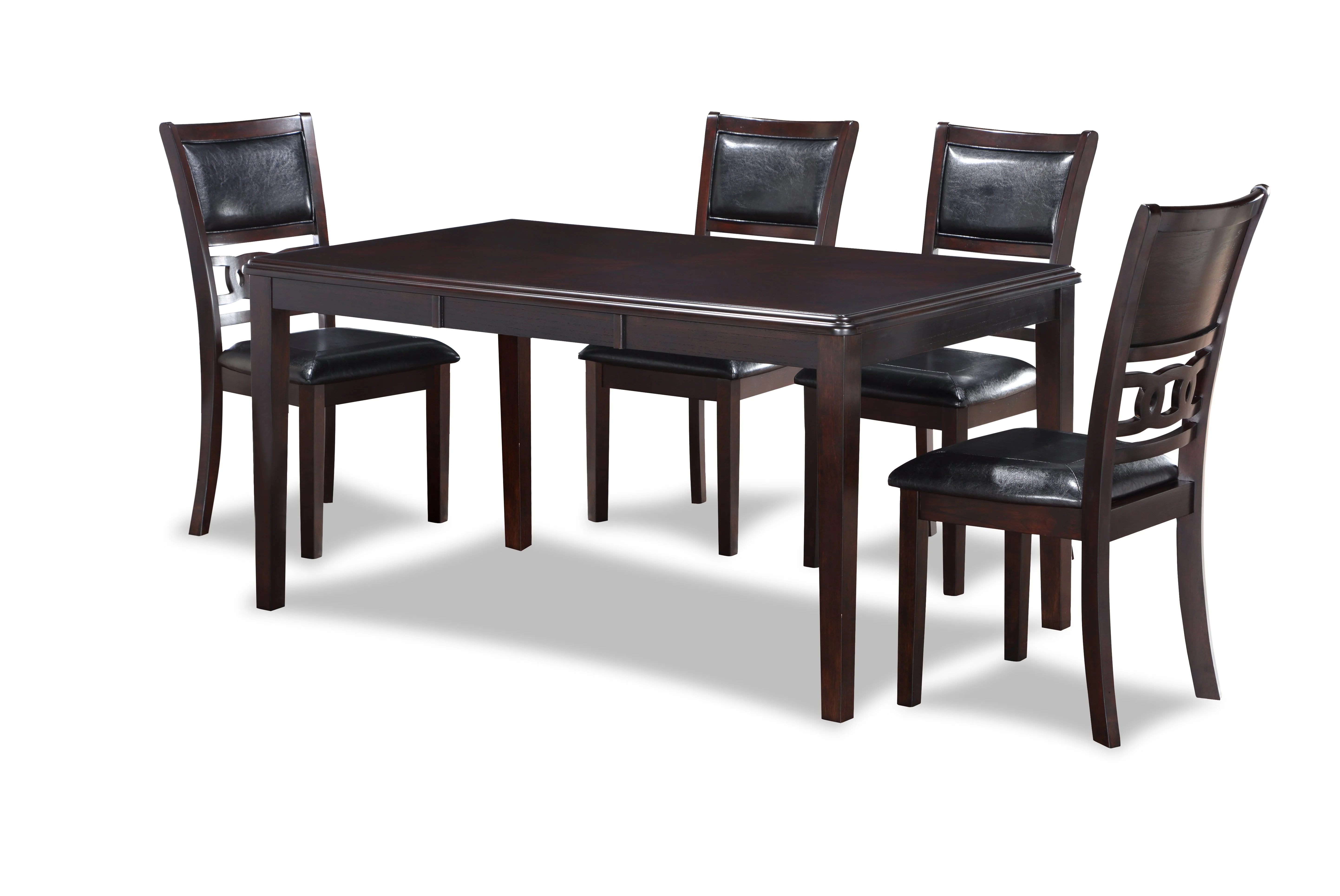 Gia 5 Pc 60" Dining Table & 4 Chairs-Ebony - Image 3