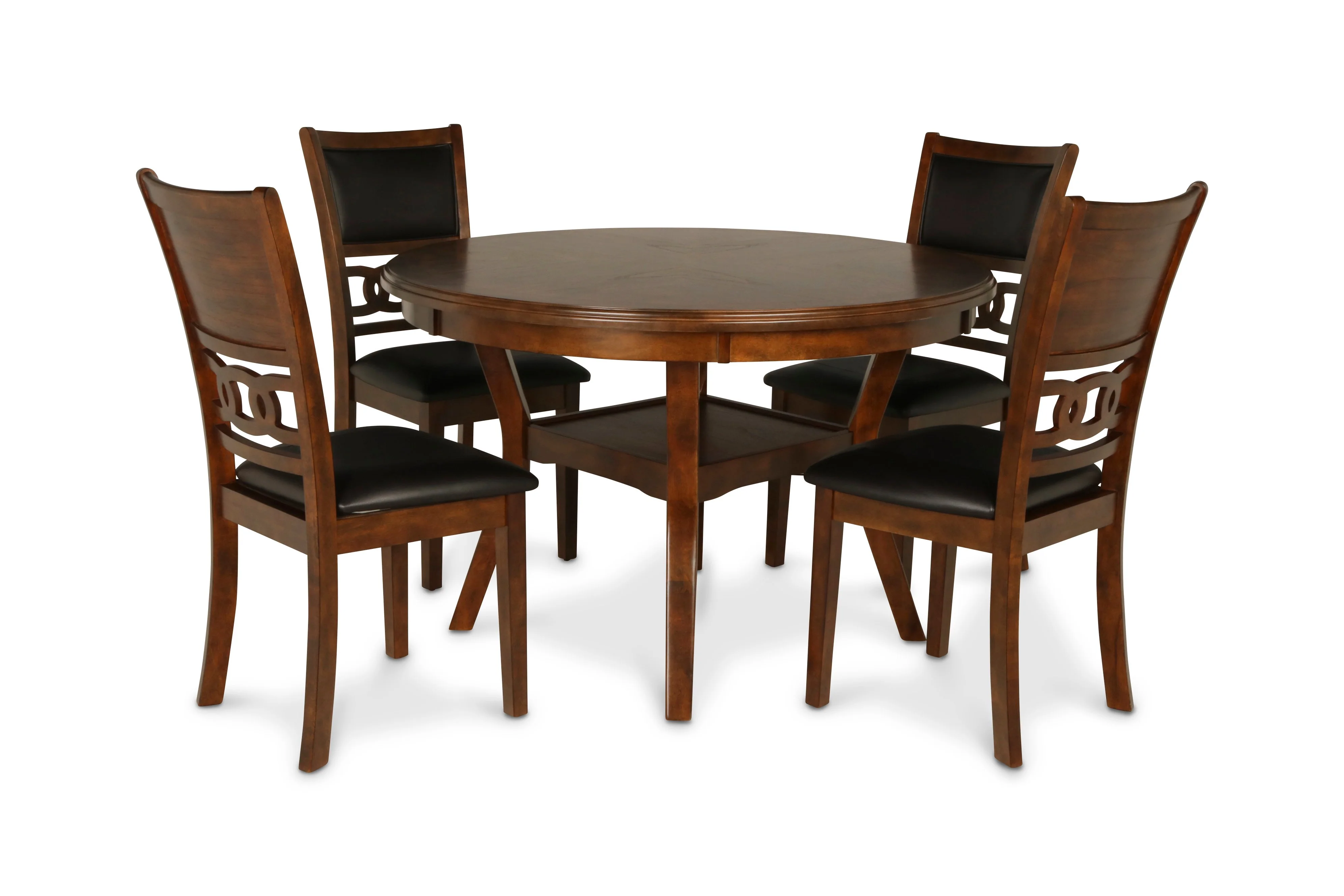 Gia 5 Pc 47" Round Dining Table & 4 Chairs-Brown - Image 2