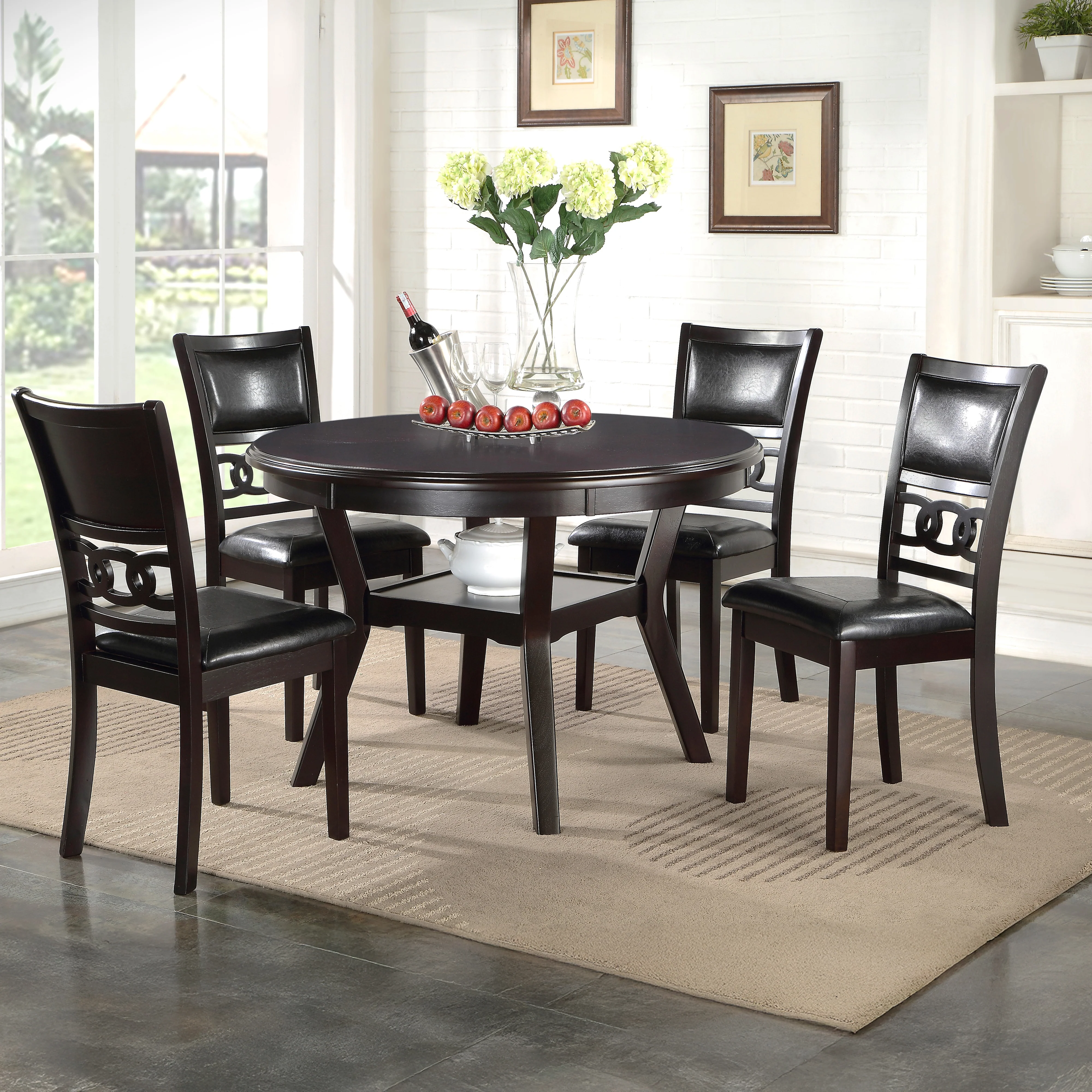 Gia 5 Pc 47" Round Dining Table & 4 Chairs-Ebony - Image 7