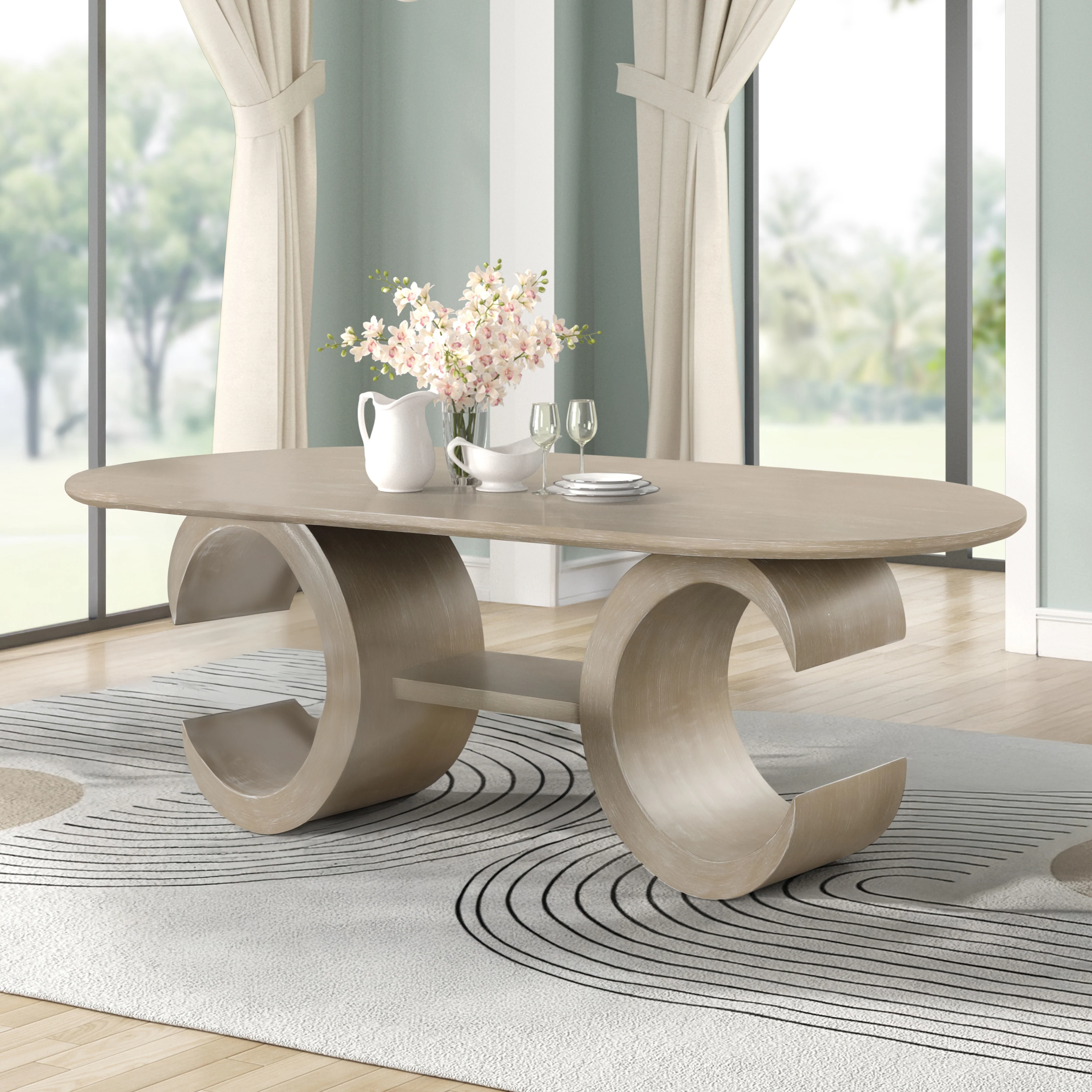 Gwendolyn Oval Dining Table Top-Cerused Taupe - Image 6