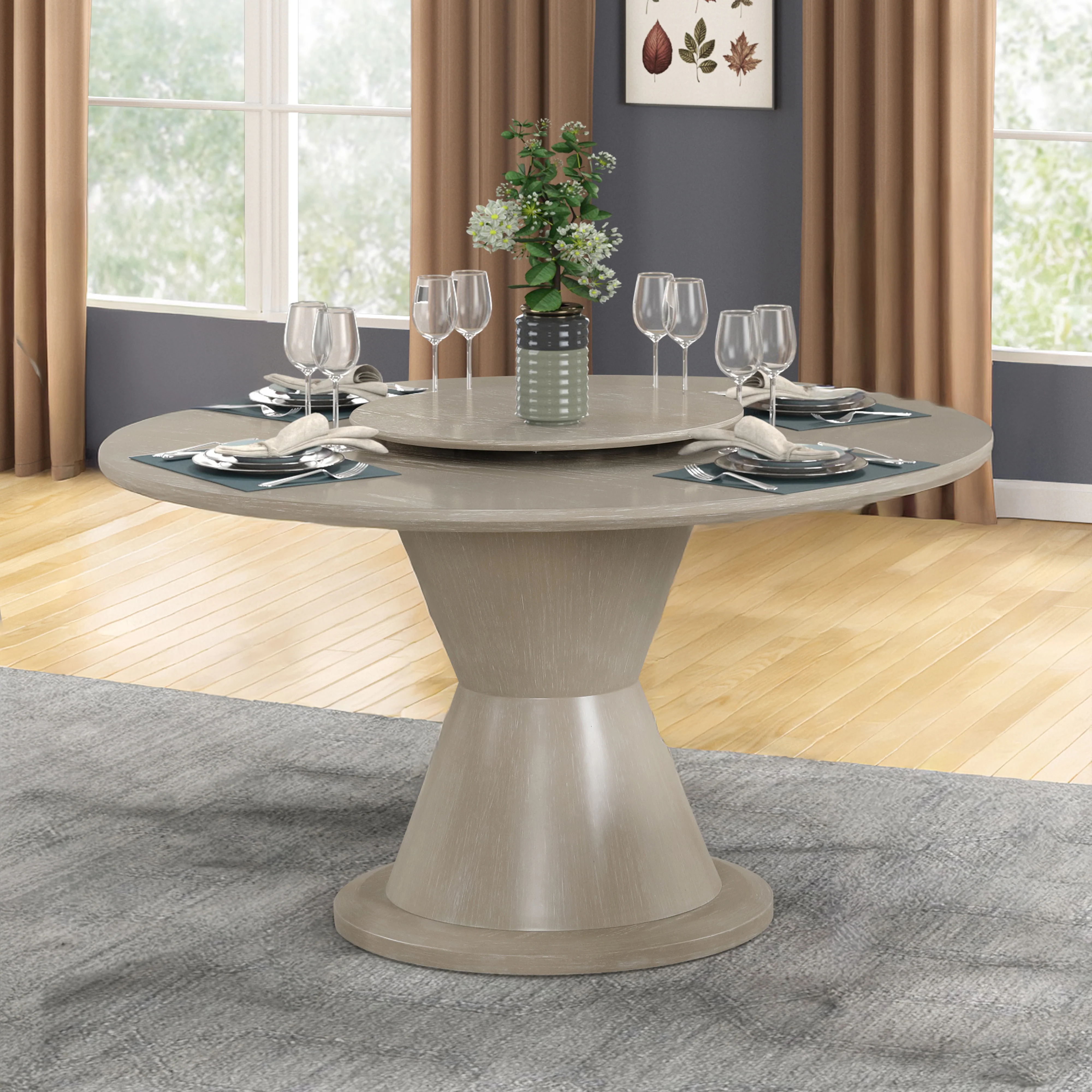 Gwendolyn Round Dining Table Base-Cerused Taupe - Image 4