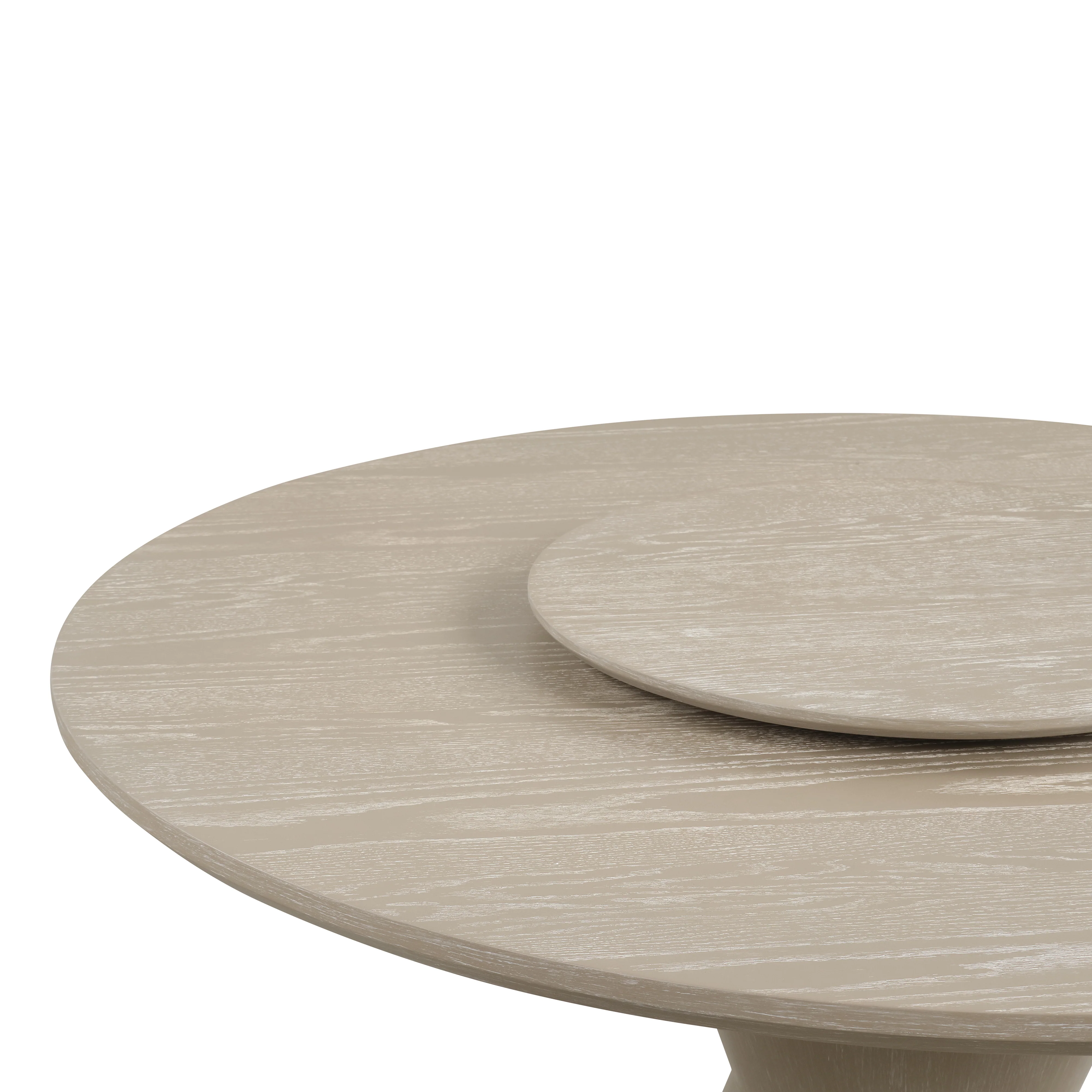 Gwendolyn Round Dining Table Top & Lazy Susan-Cerused Taupe - Image 3