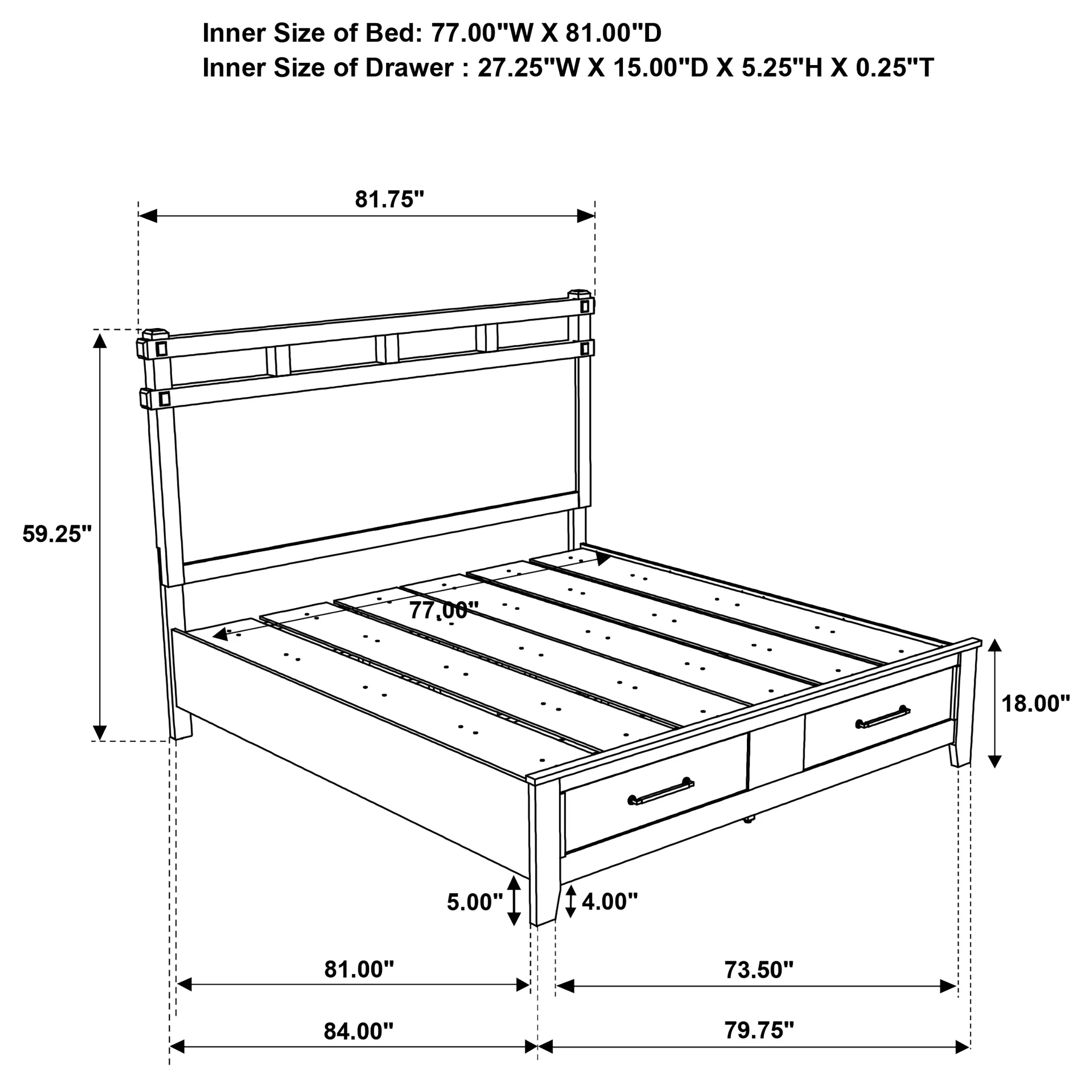 Hazlewood Panel Platform Storage Bed - Image 19