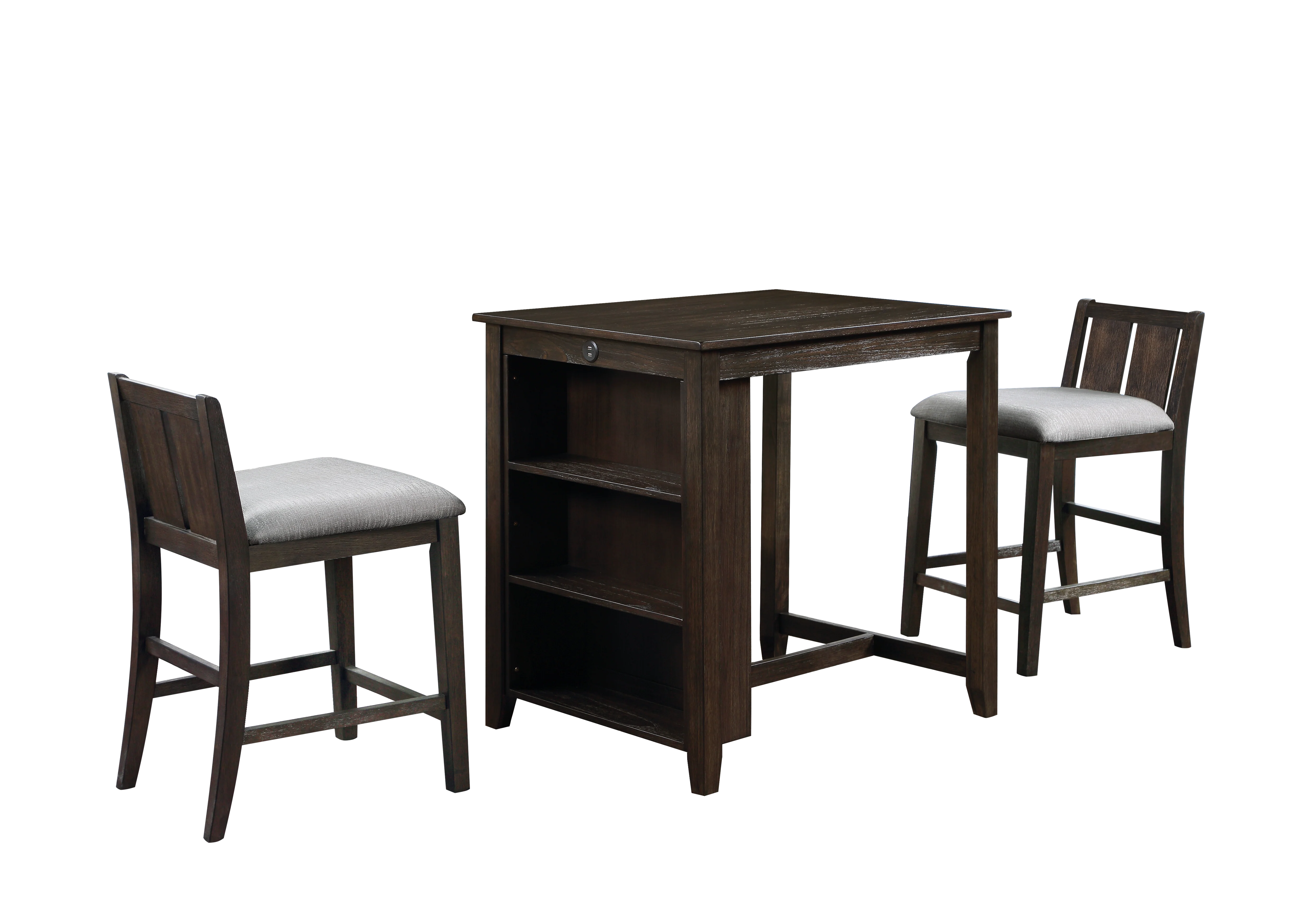 HESTON 36" STORAGE COUNTER TABLE SET W/2 CHAIRS-CHERRY - Image 2