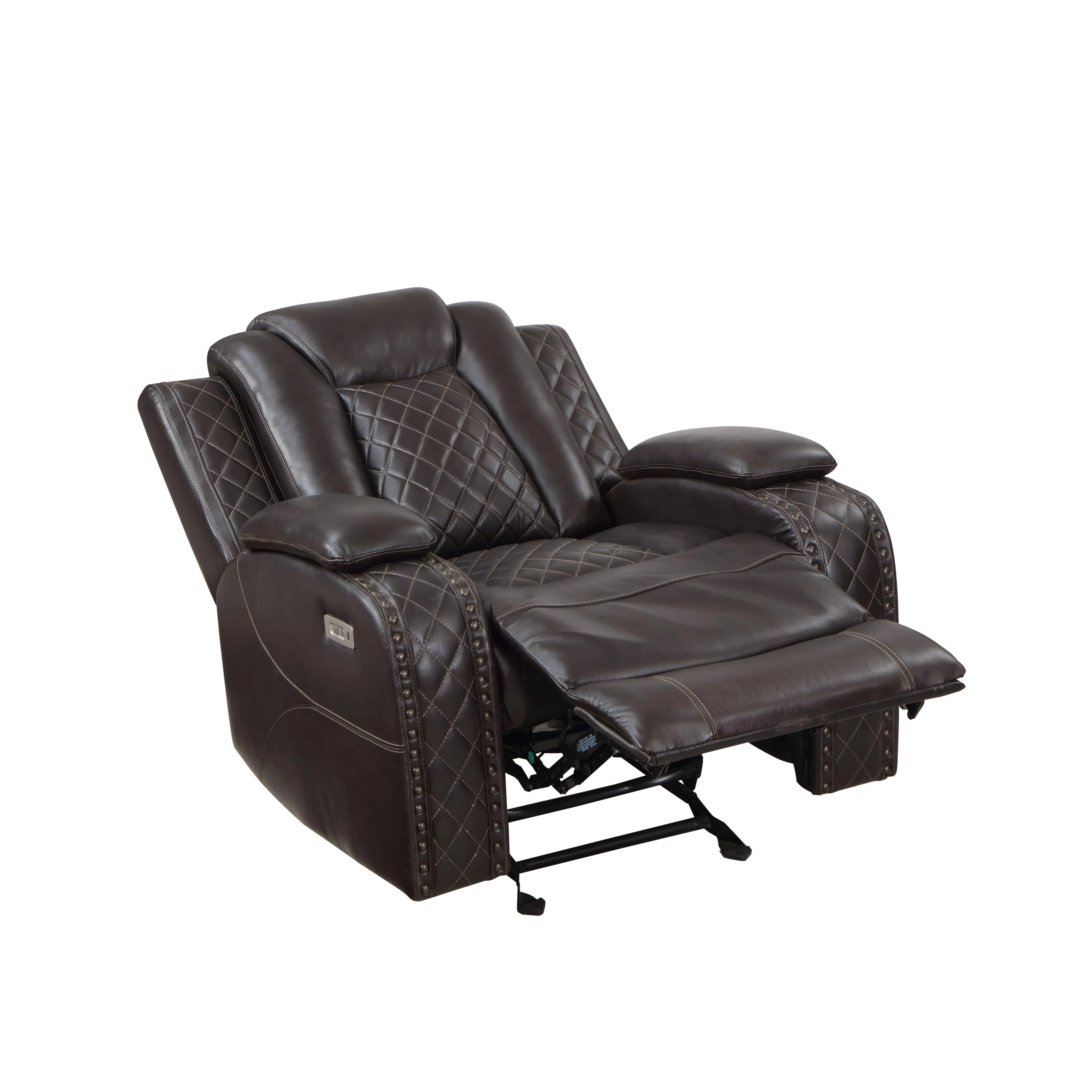 JOSHUA LEATHER GLIDER RECLINER - DK BROWN - Image 4