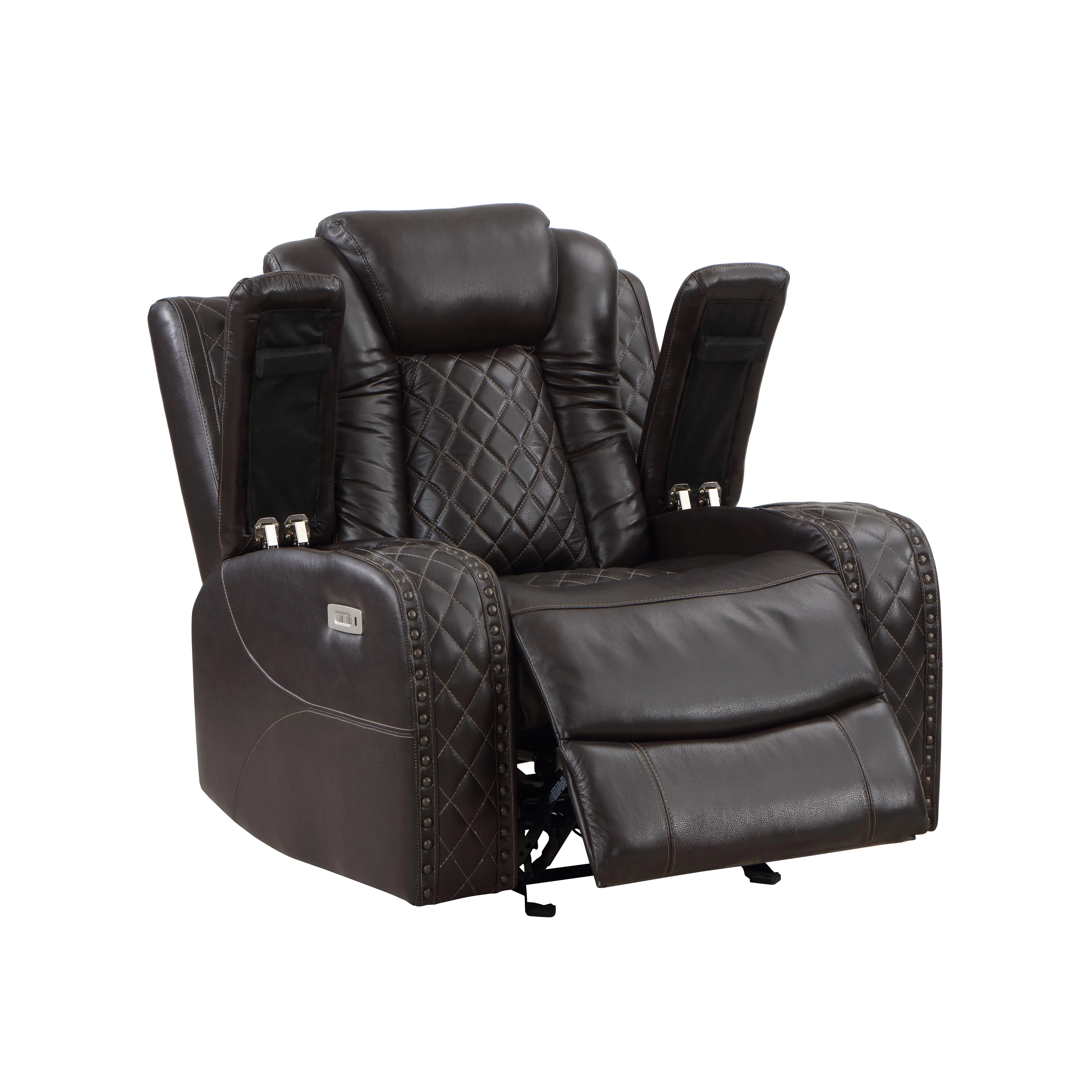 JOSHUA LEATHER GLIDER RECLINER - DK BROWN - Image 5