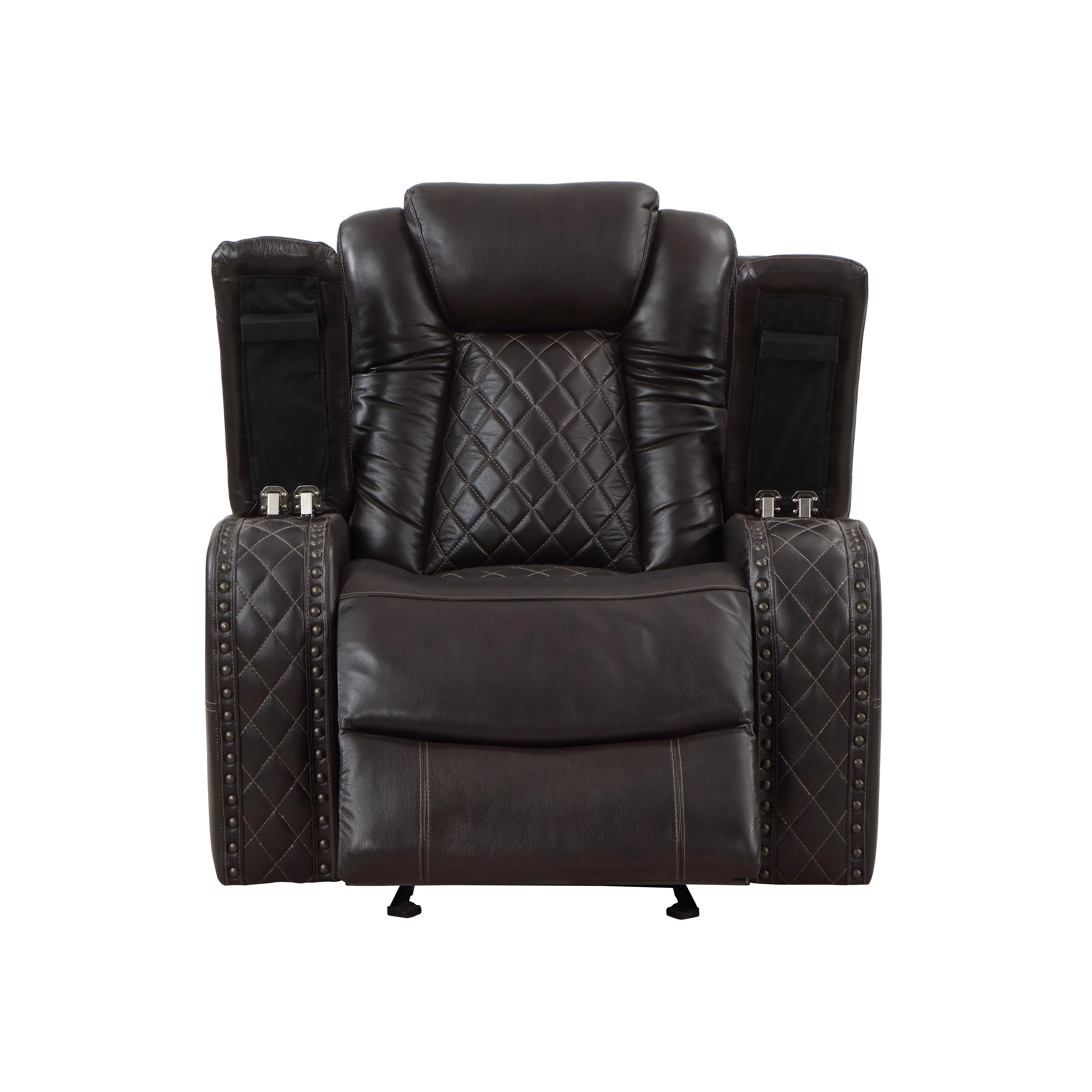 JOSHUA LEATHER GLIDER RECLINER - DK BROWN - Image 6