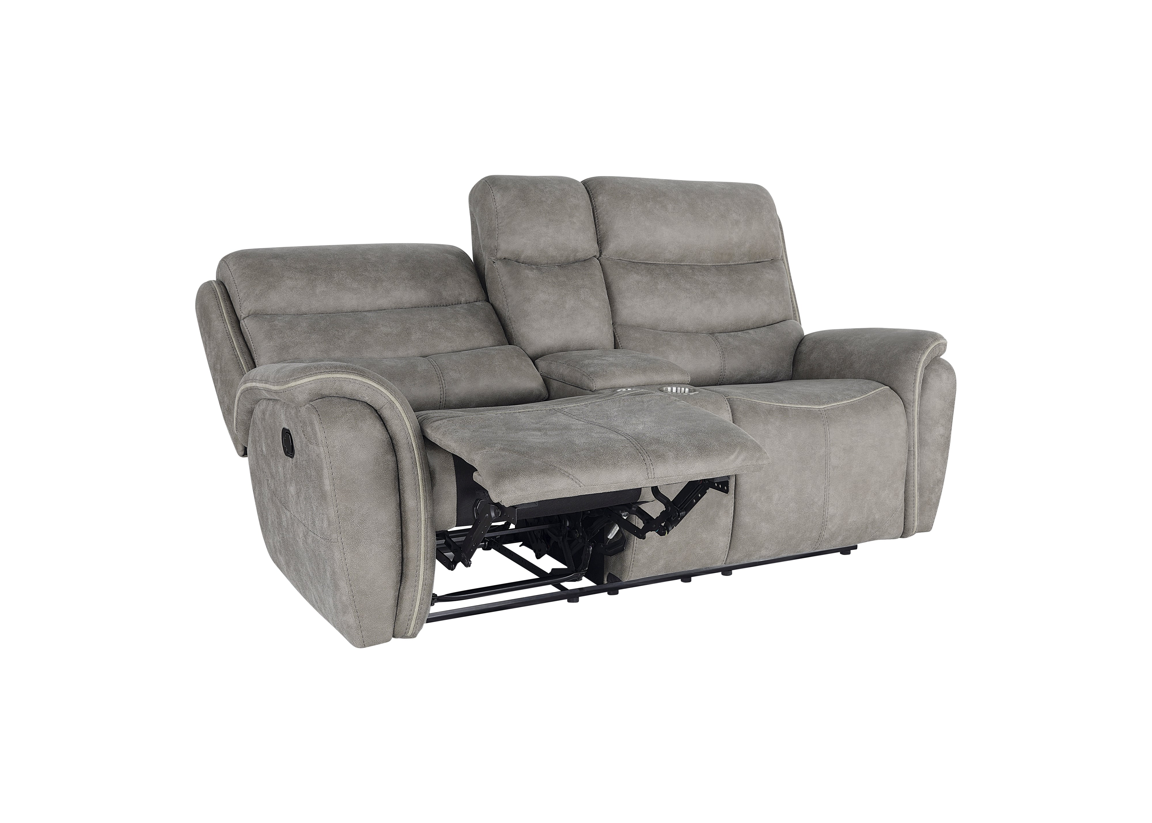 Kamari Console Loveseat W/ Dual Recliners-Gray - Image 4