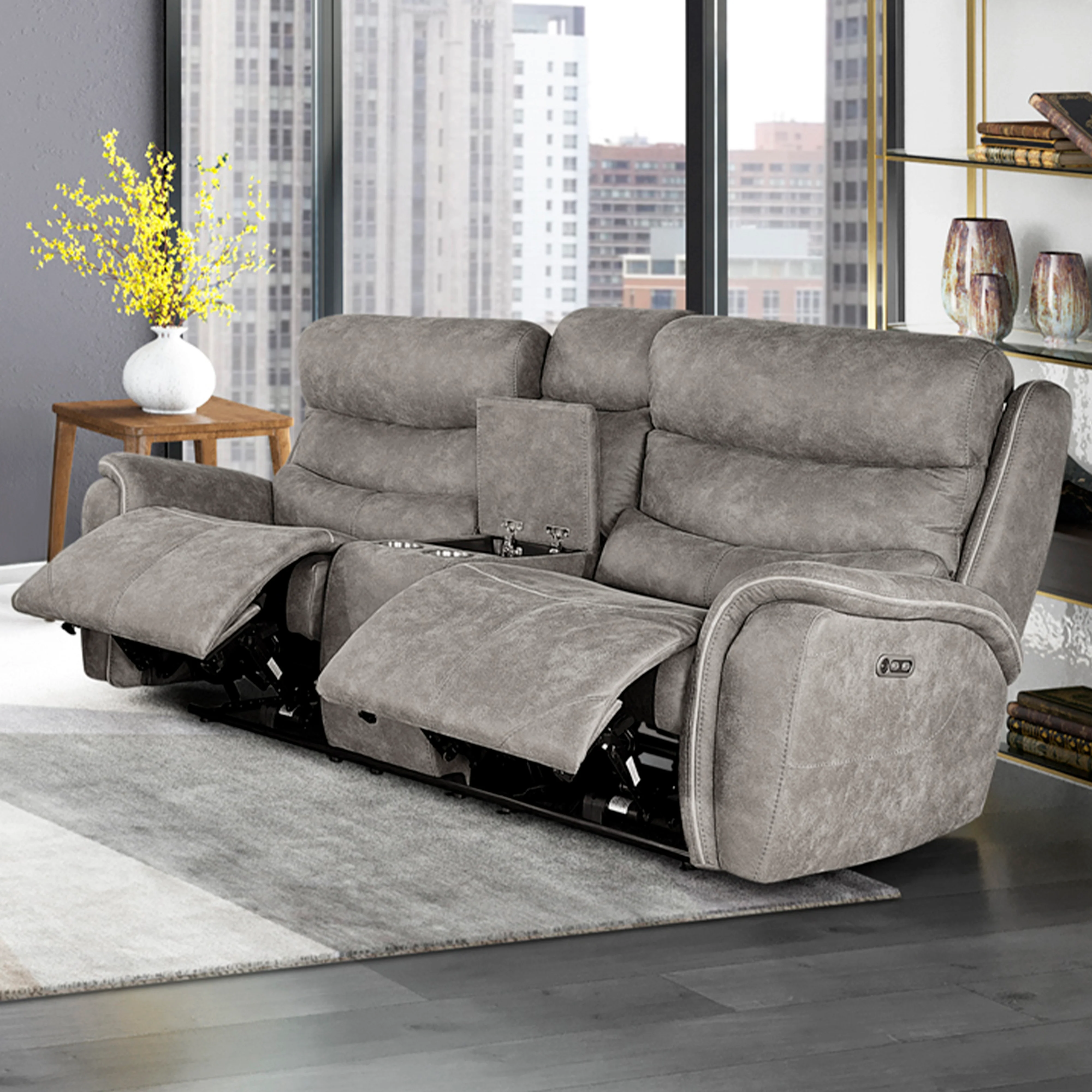 Kamari Console Loveseat W/Pwr Hr & Fr-Gray - Image 8