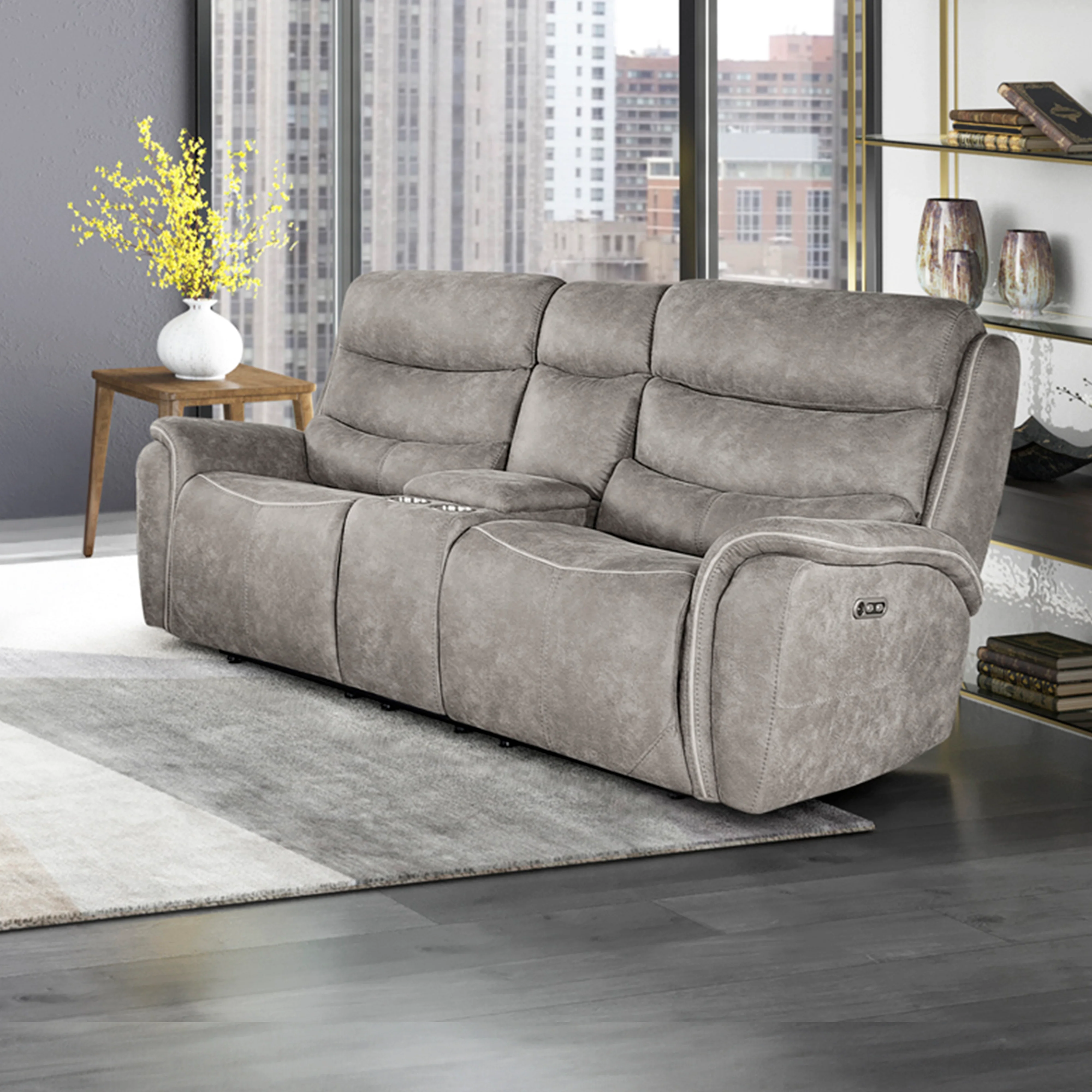 Kamari Console Loveseat W/Pwr Hr & Fr-Gray - Image 9