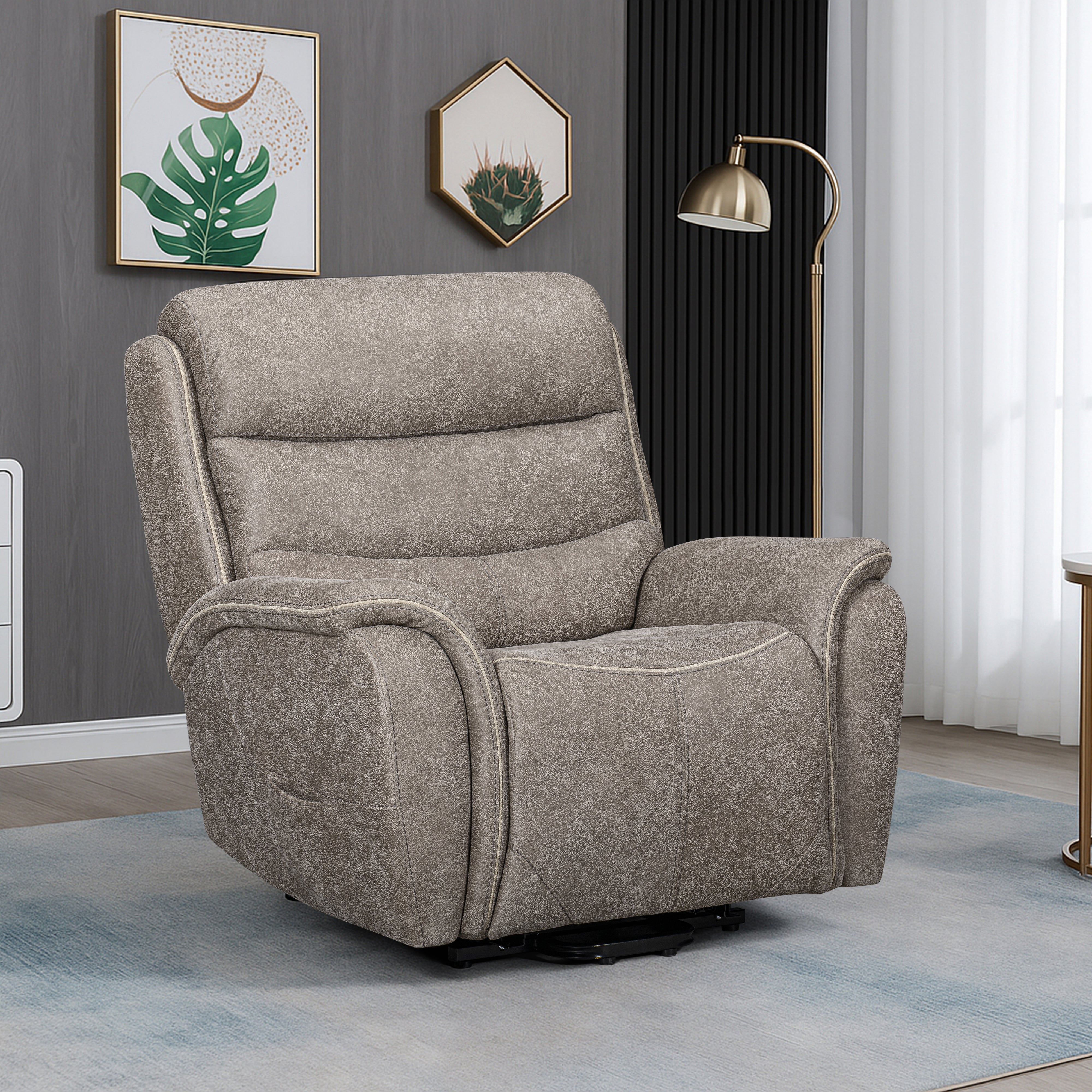 Kamari Power Lift Recliner W/ Heat & Massage-Gray - Image 10