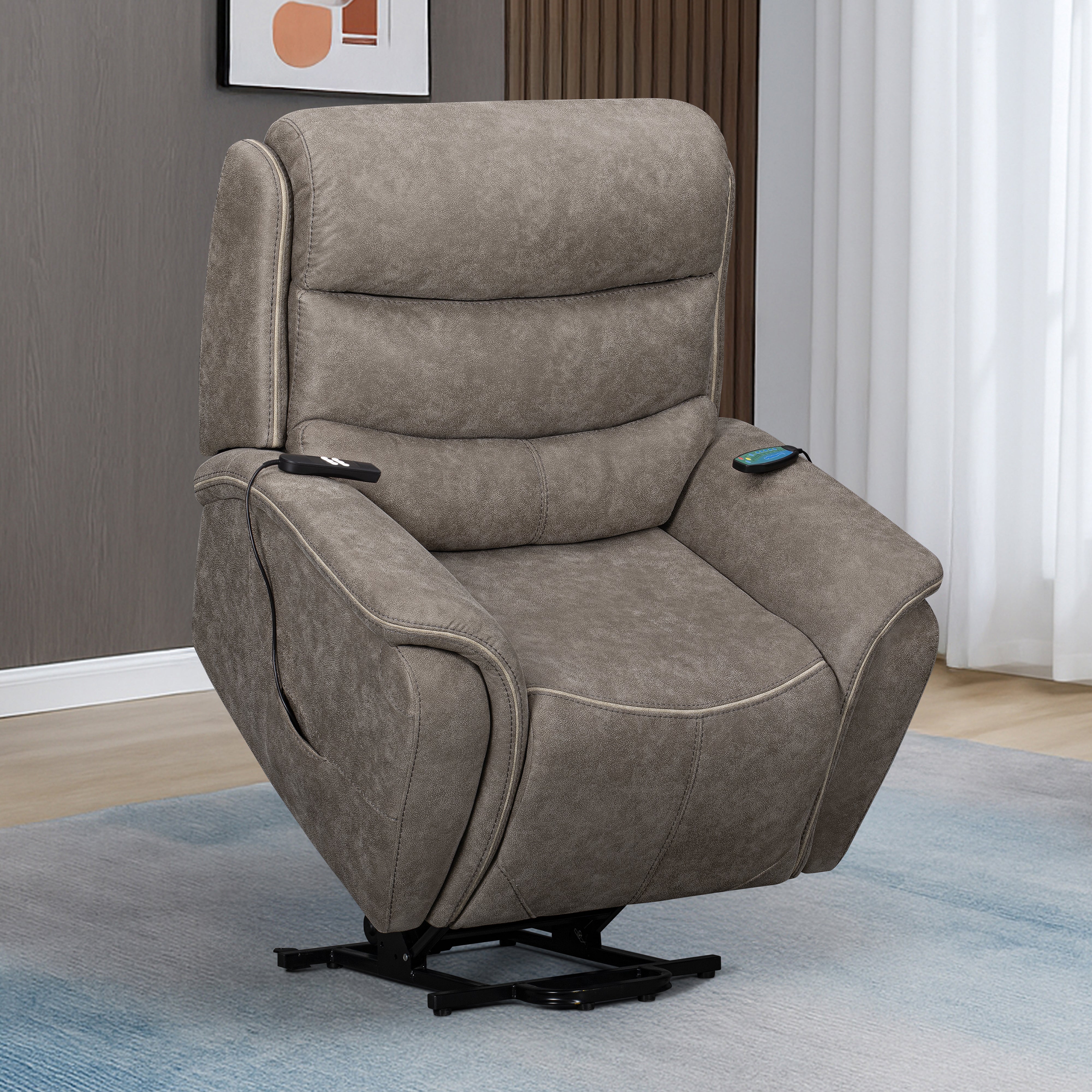 Kamari Power Lift Recliner W/ Heat & Massage-Gray - Image 9