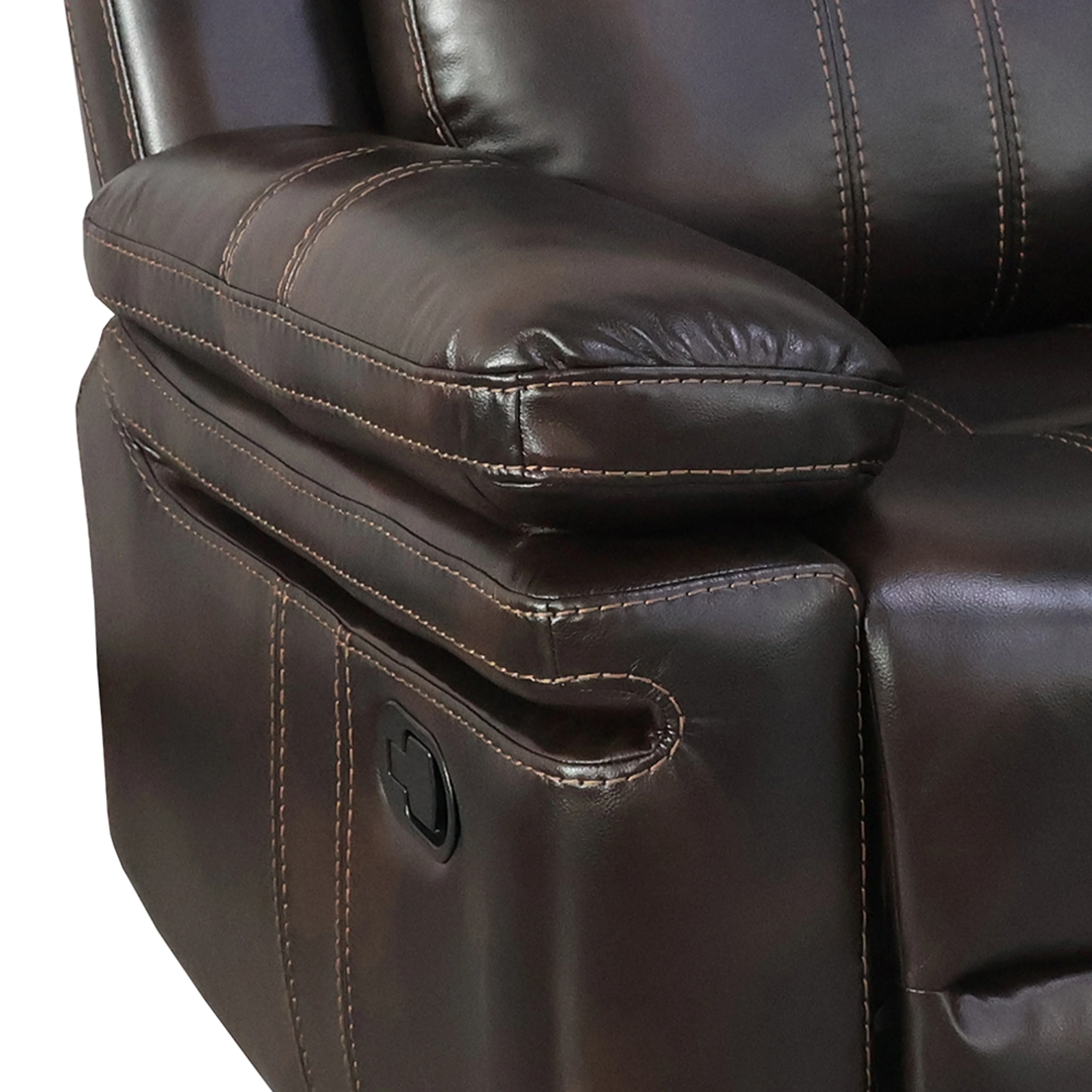 Kellen Console Loveseat W/ Dual Recliners-Brown - Image 4