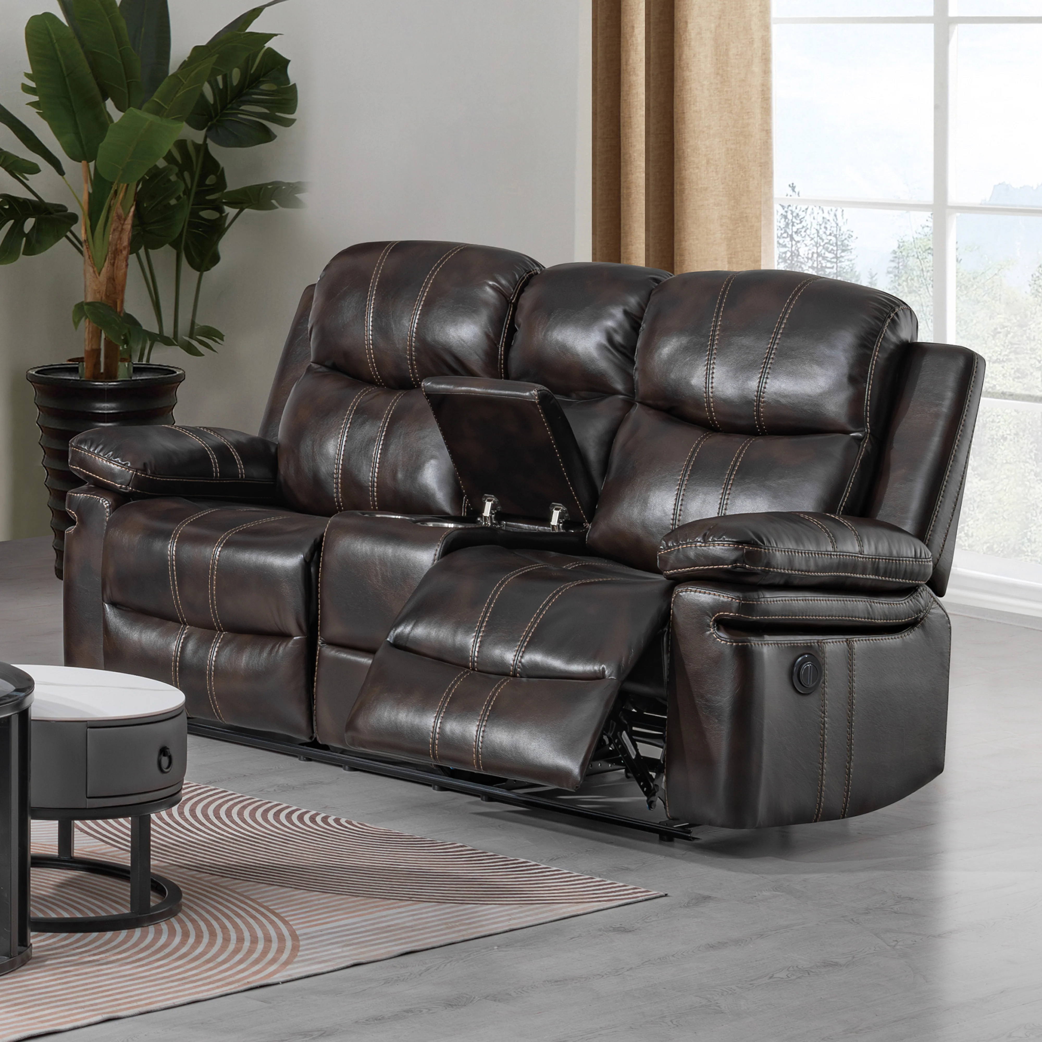 Kellen Console Loveseat W/ Pwr Fr-Brown - Image 7