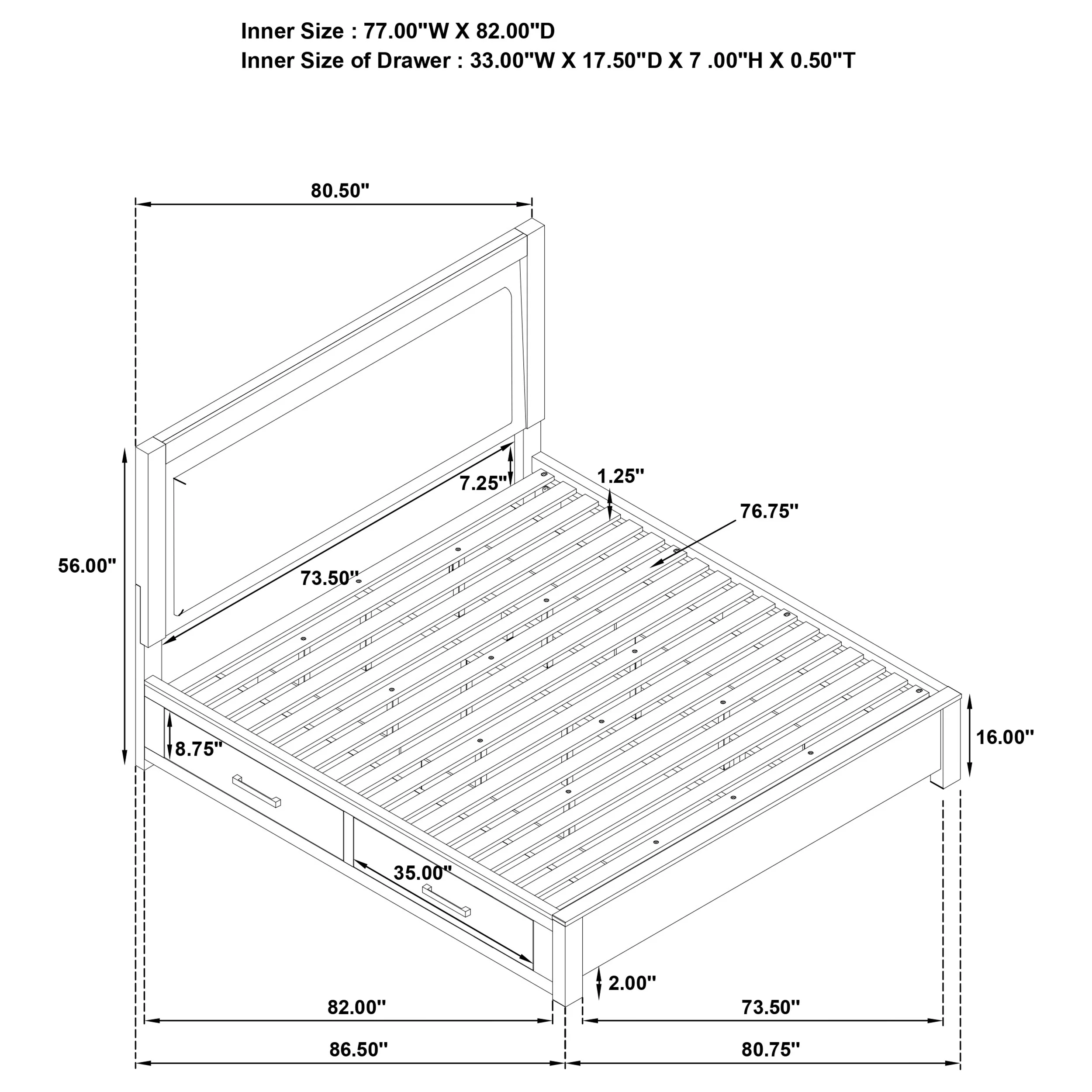 Kenora Panel Platform Storage Bed with LED Lighting - Image 29