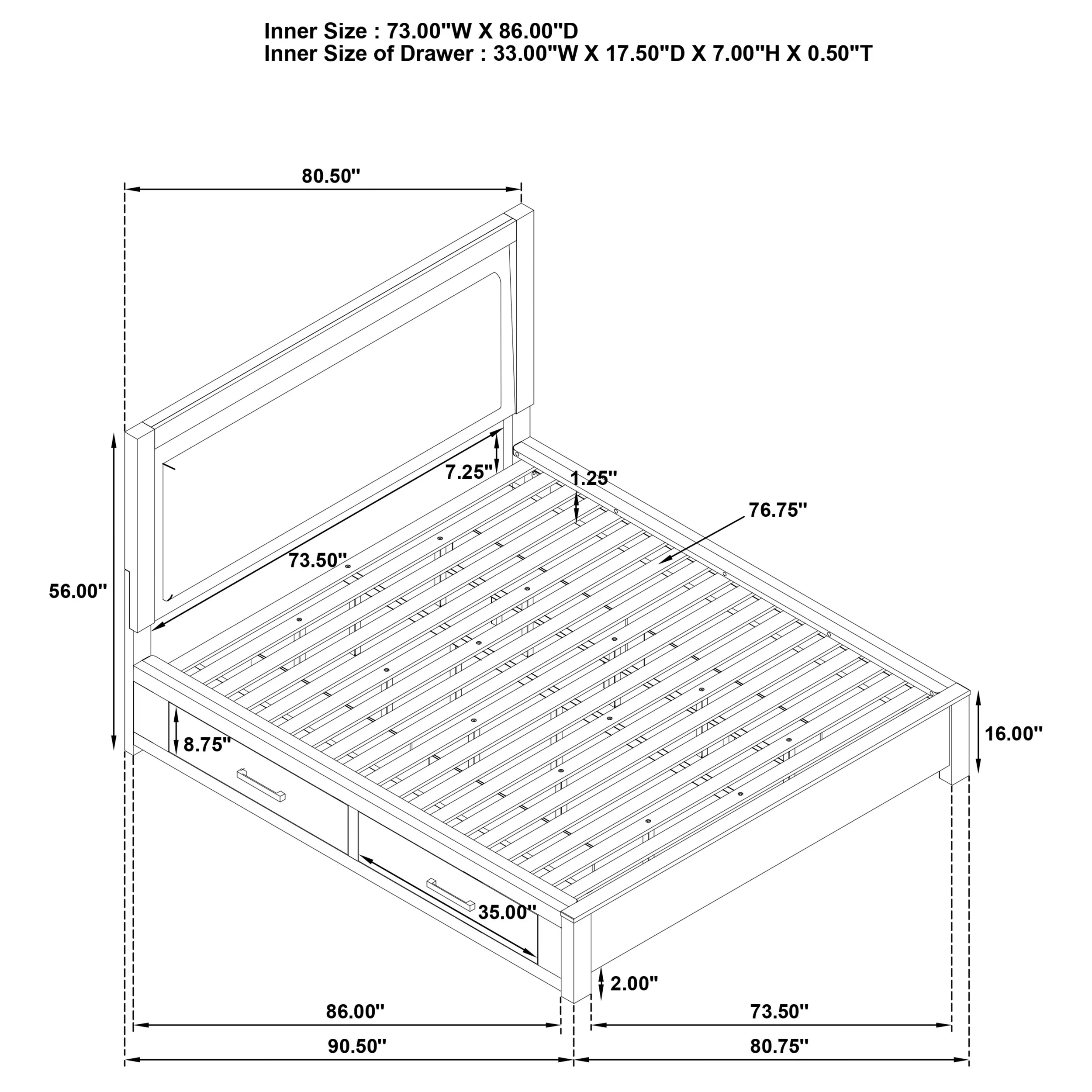 Kenora Panel Platform Storage Bed with LED Lighting - Image 44