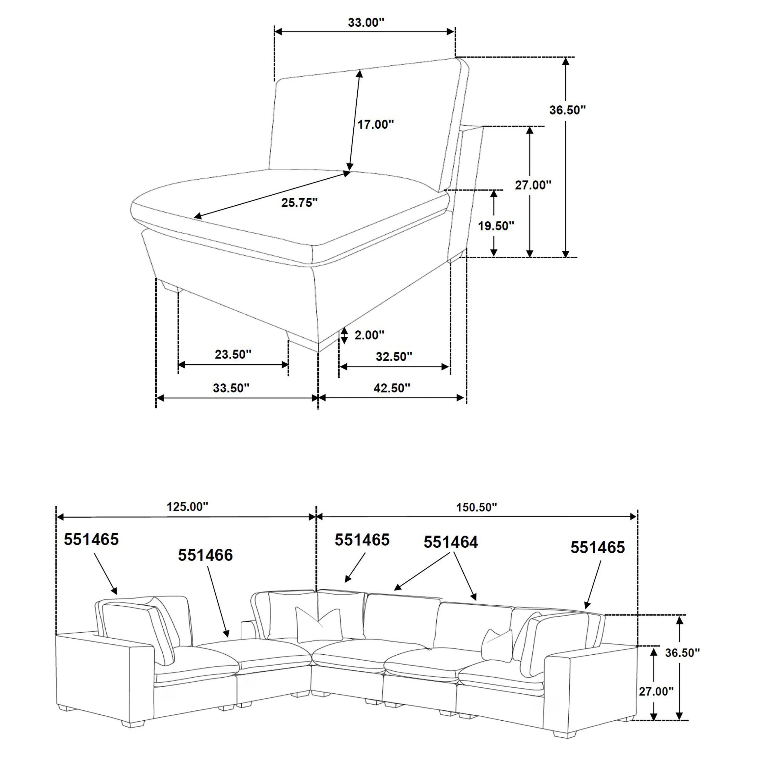 Lakeview Armless Chair - Image 15