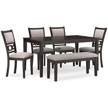 Langwest Dining Table and 4 Chairs and Bench (Set of 6) - Image 3