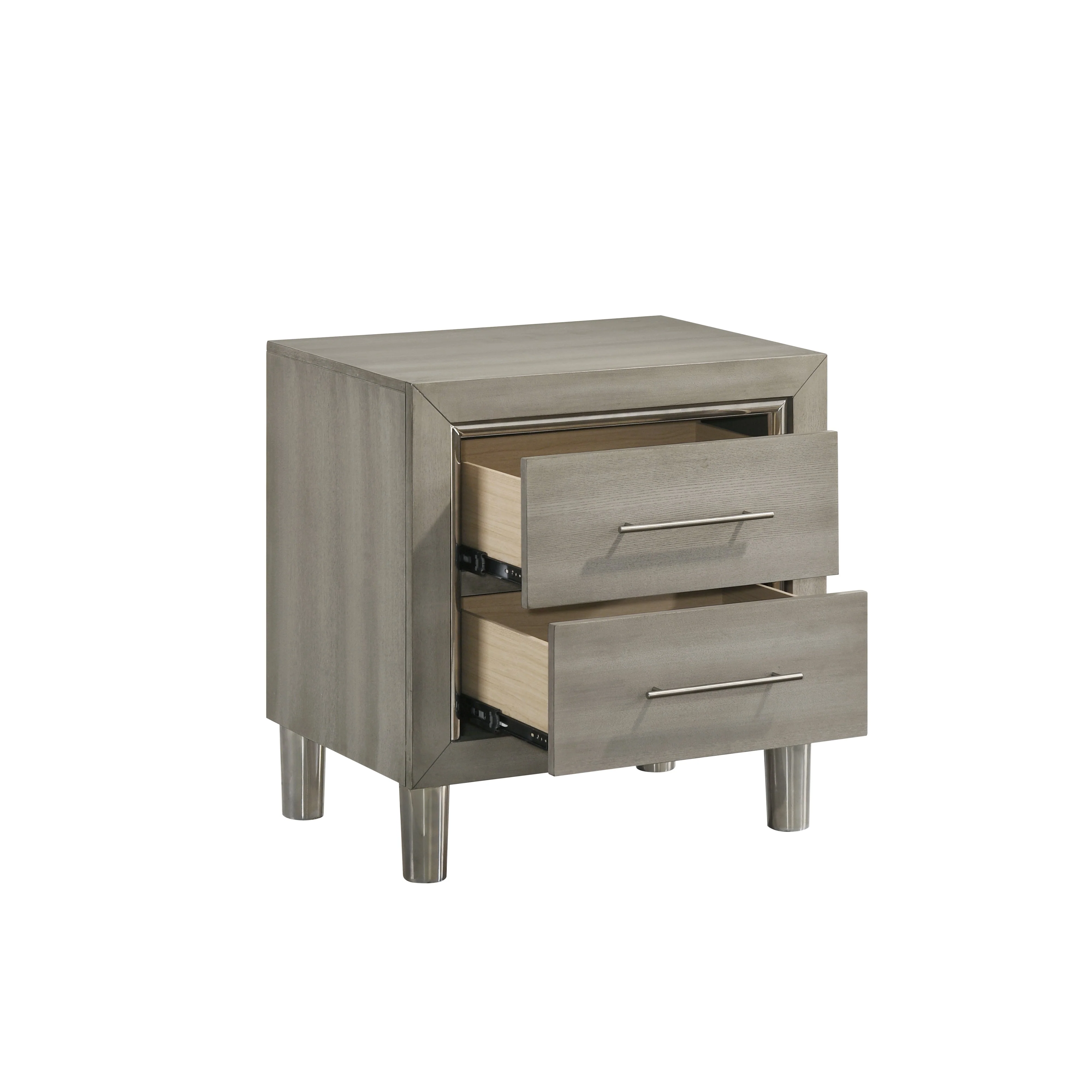 Lennox 2 Drawer Nightstand-Gray - Image 3