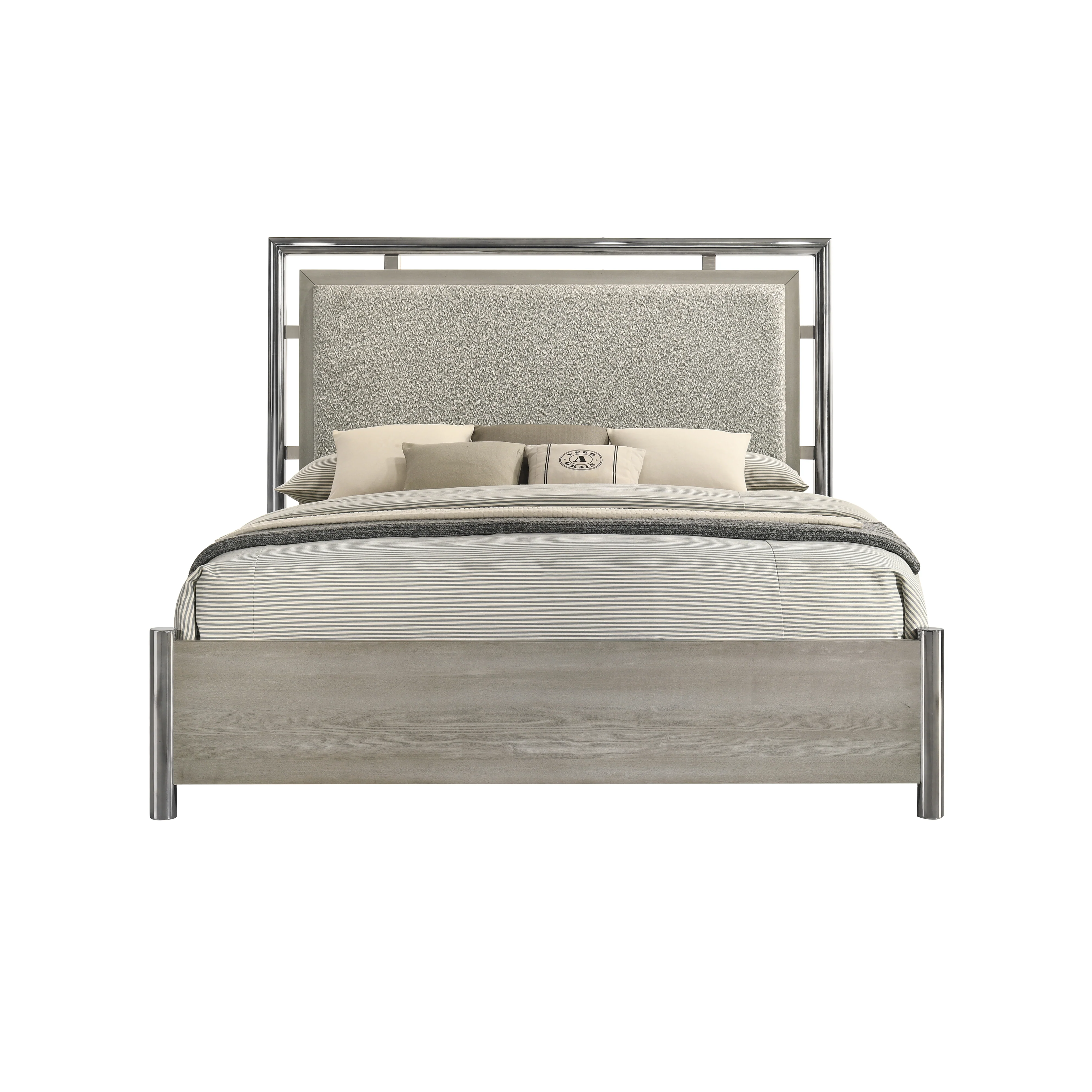 Lennox 5/0 Q Headboard, Footboard & Slat Kit-Gray - Image 2
