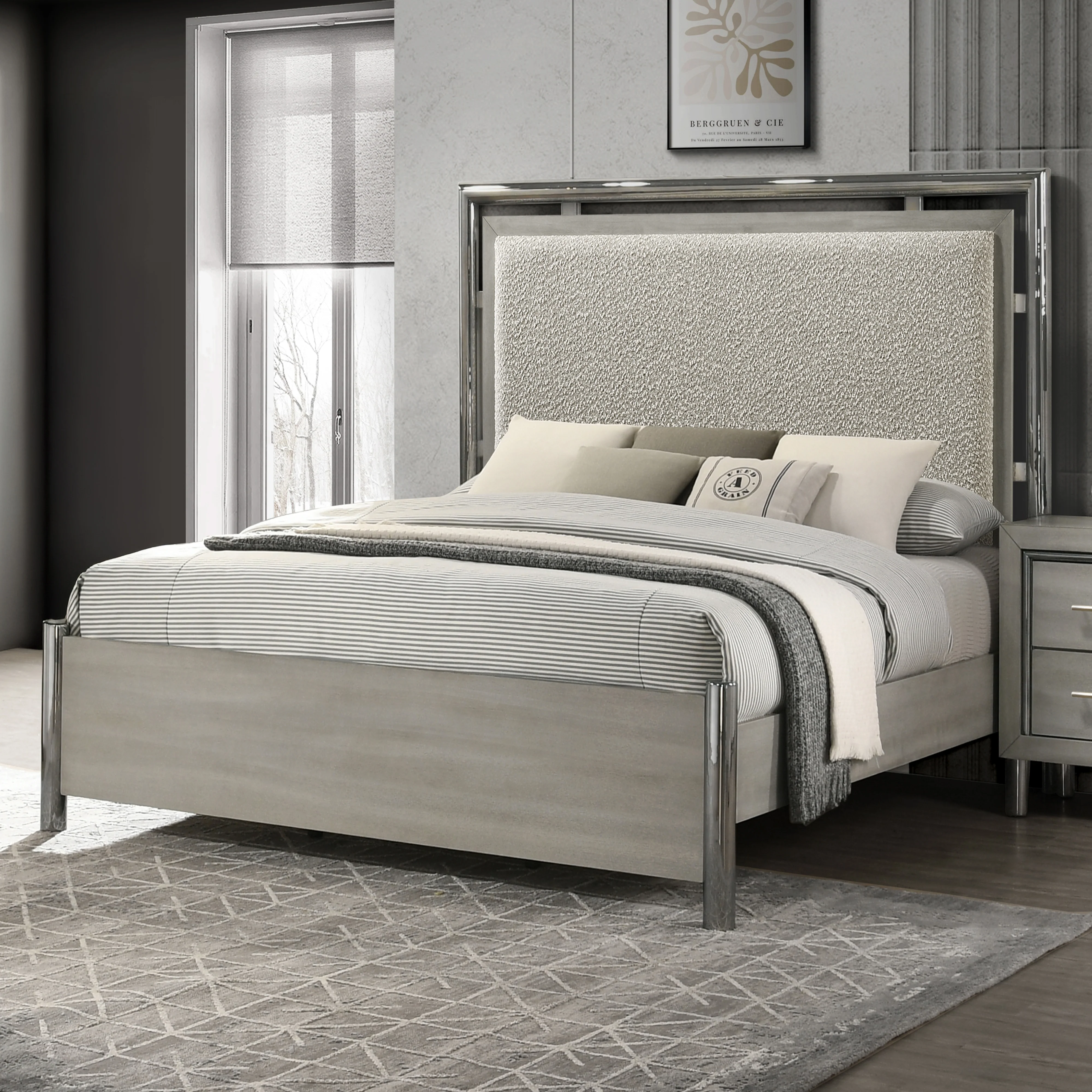 Lennox 5/0 Q Headboard, Footboard & Slat Kit-Gray - Image 7