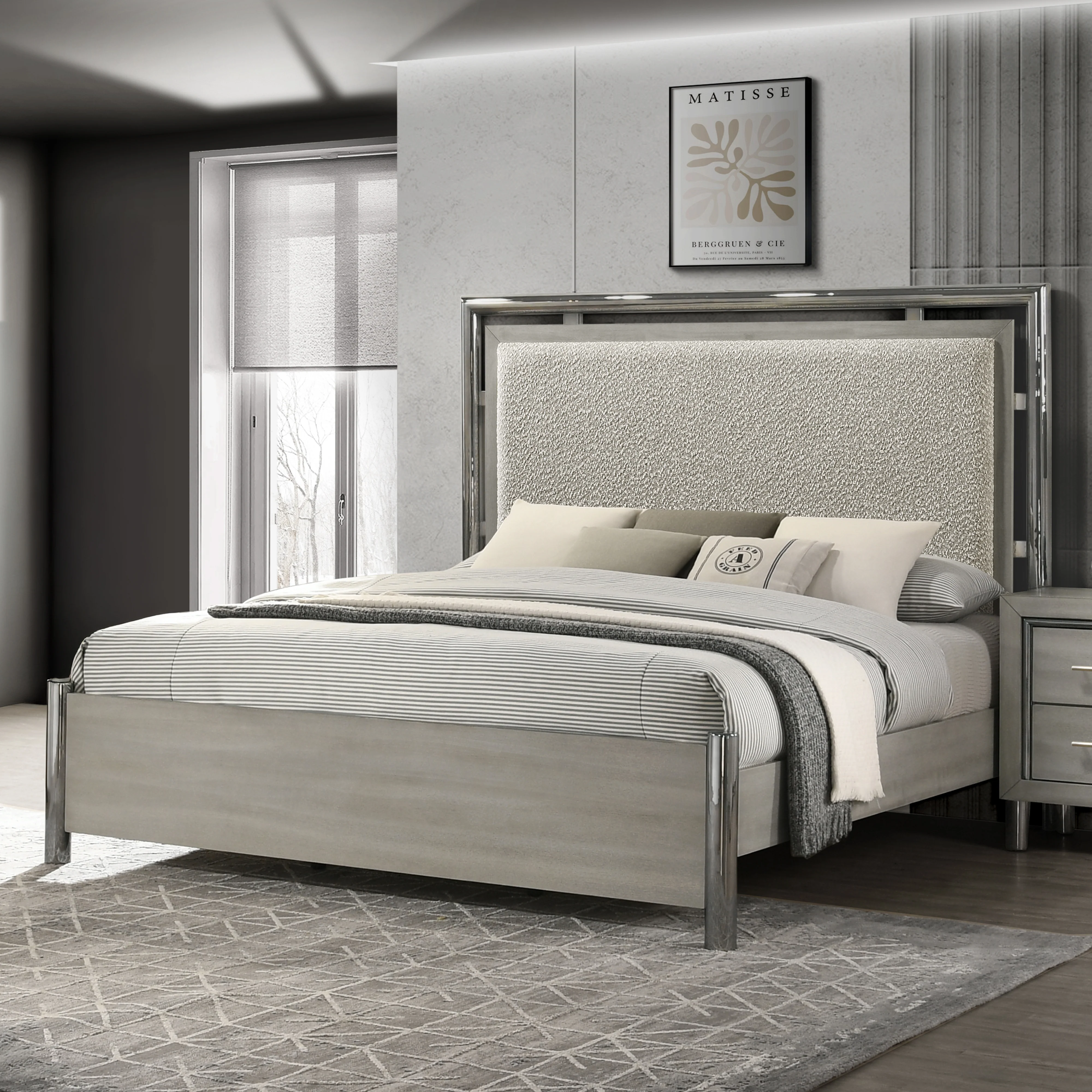 Lennox 6/6-6/0 Ek/Wk Headboard, Footboard & Slat Kit-Gray - Image 7
