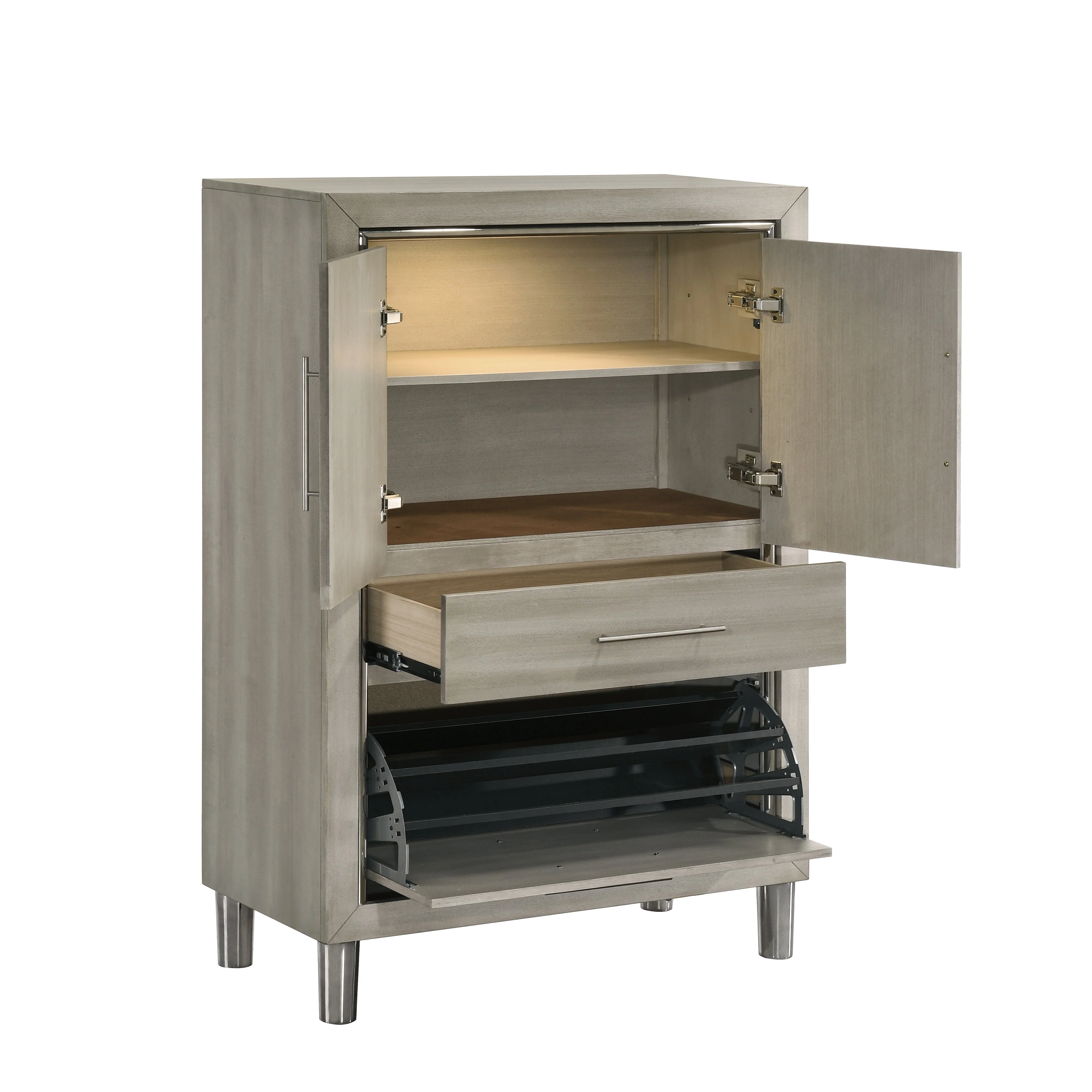 Lennox Door Chest With Led Light-Gray - Image 3