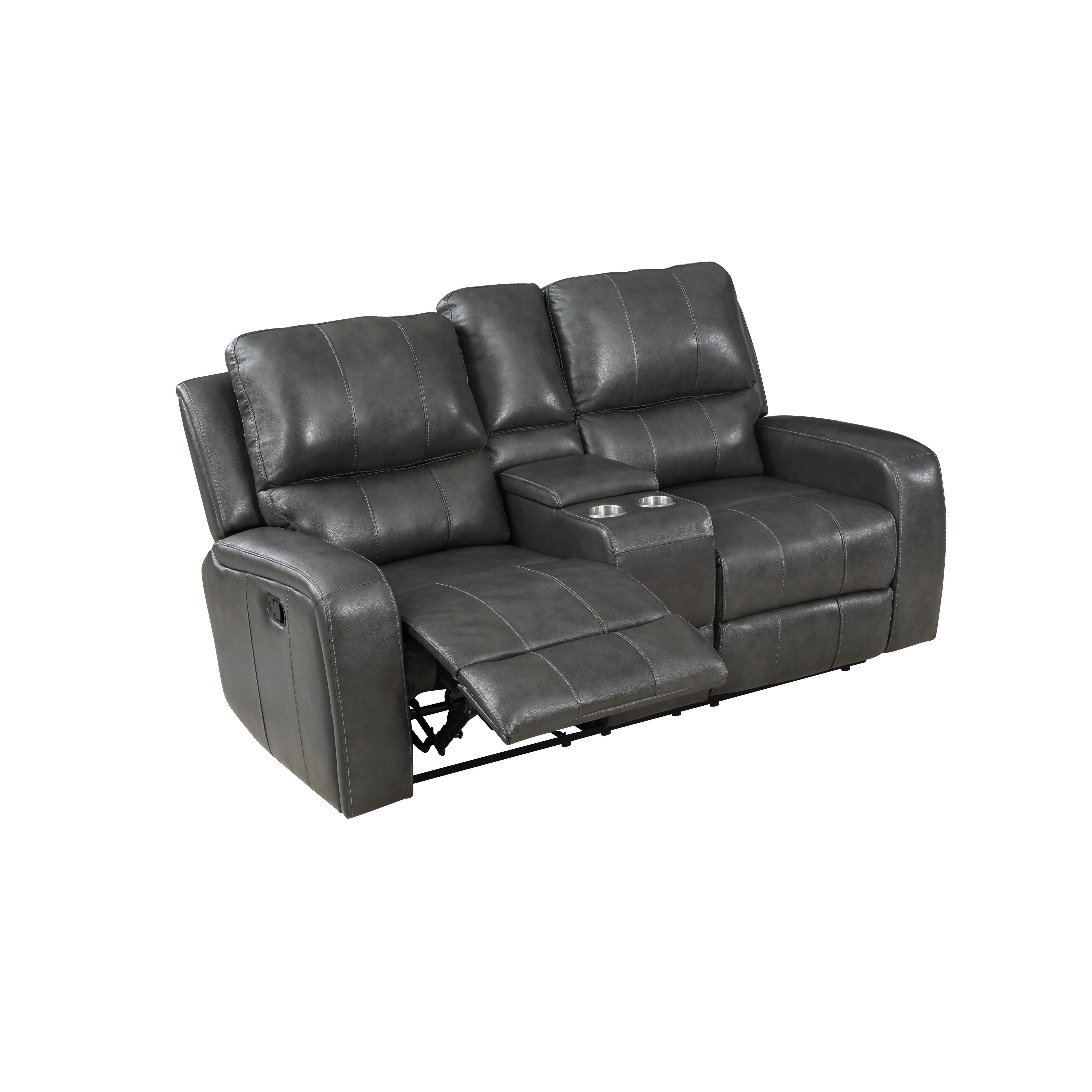 LINTON LEATHER CONSOLE LOVESEAT W/ PWR FR-GRAY - Image 4
